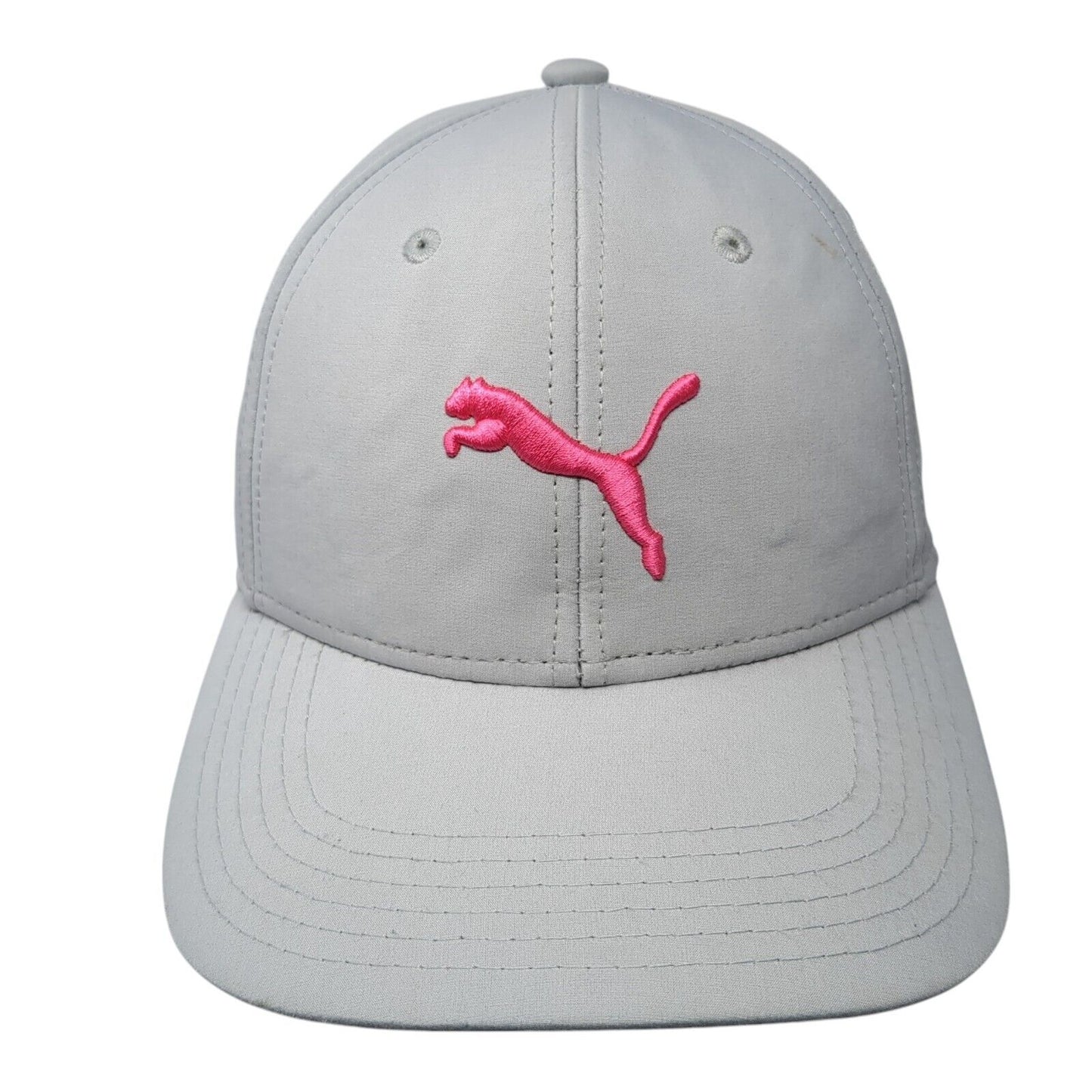 PUMA Fitted Hat Gray Small/Medium Embroidered Logo 6 Panel Stretch