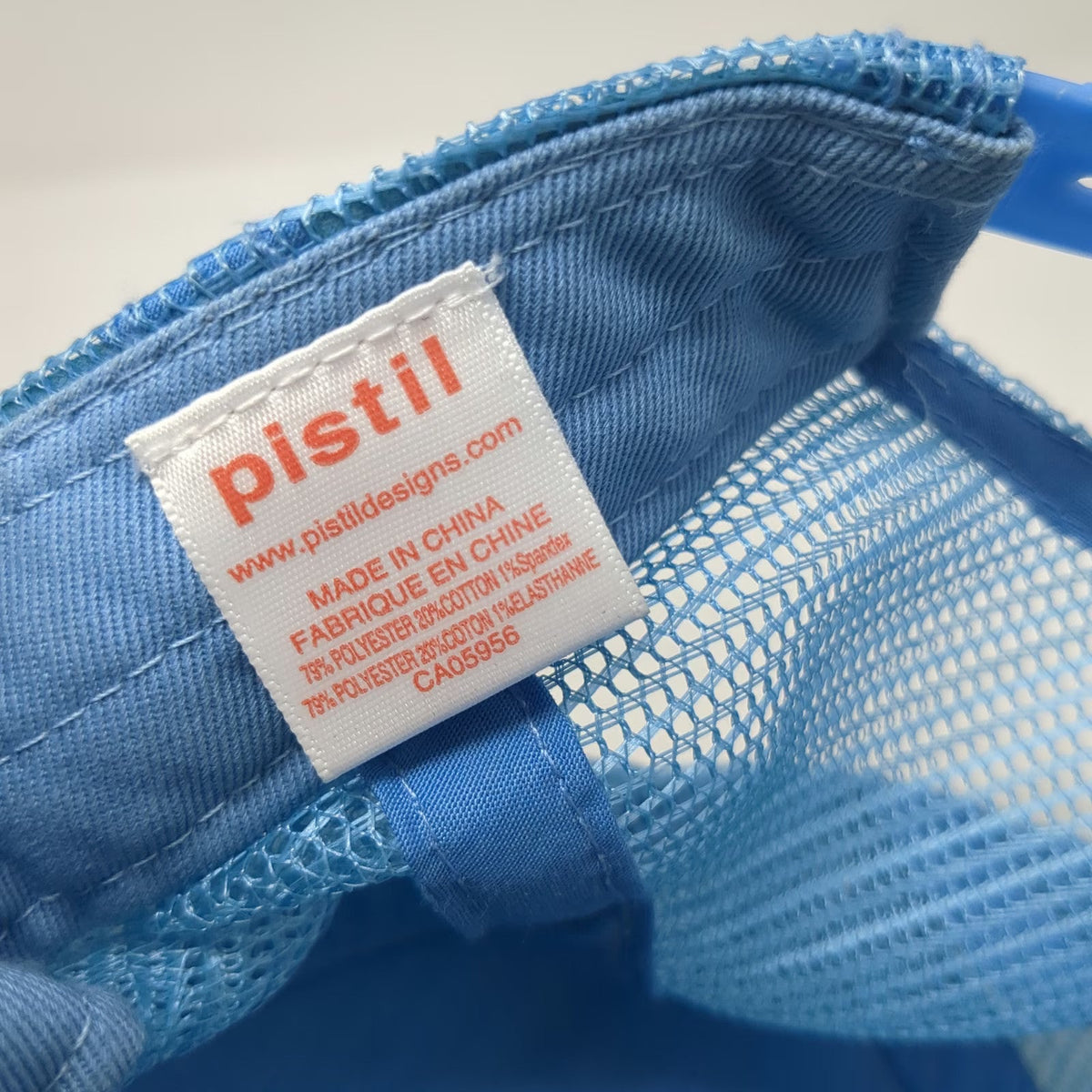 Pistil Trucker Hat Blue One Size Graphic Mountain Mesh Back Snapback Stripes