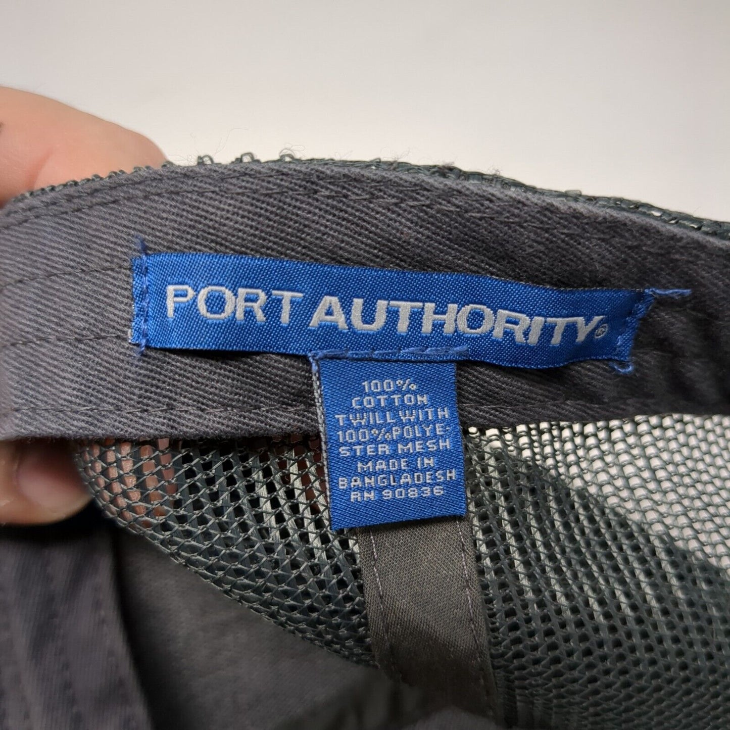 Port Authority Snapback Trucker Hat Gray One Size Adjustable Mesh Back Cotton