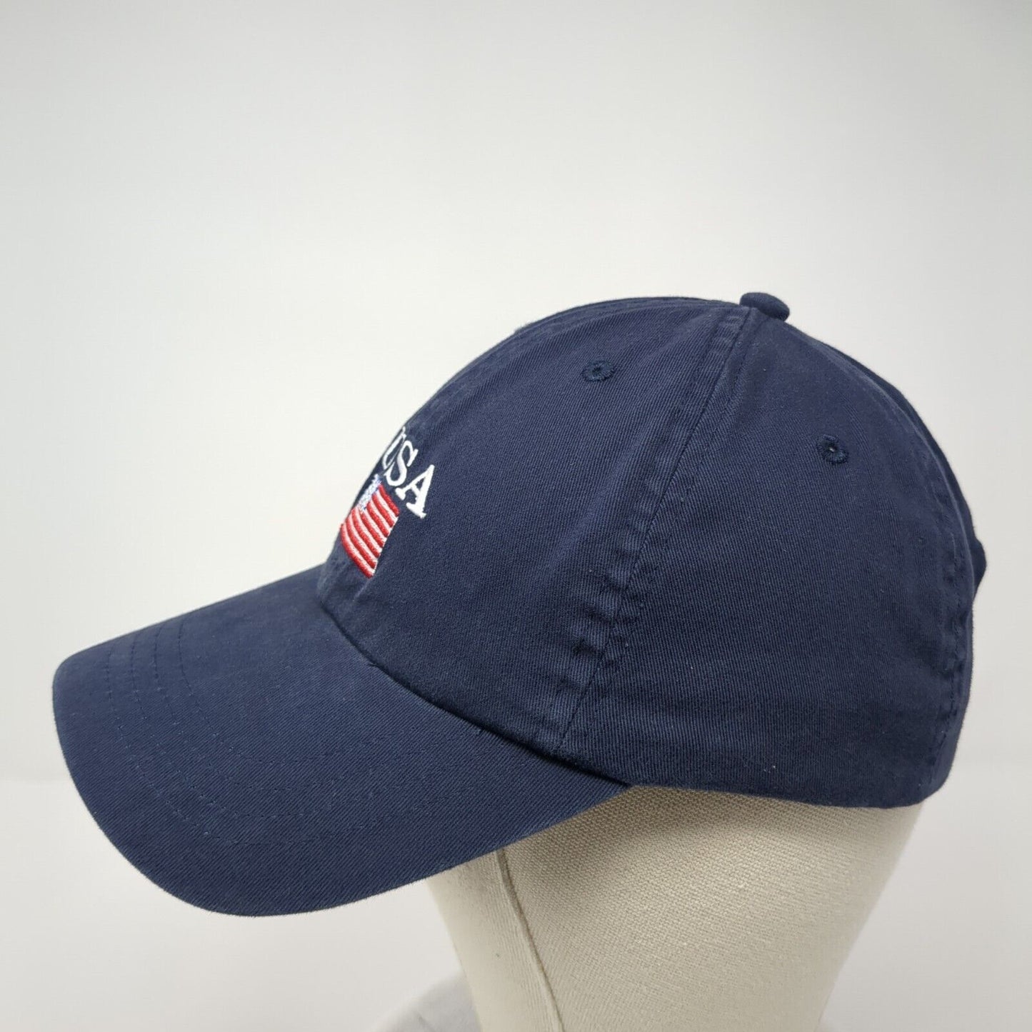 USA Flag Slideback Hat Blue One Size Adjustable Embroidered Patriotic LA Hearts