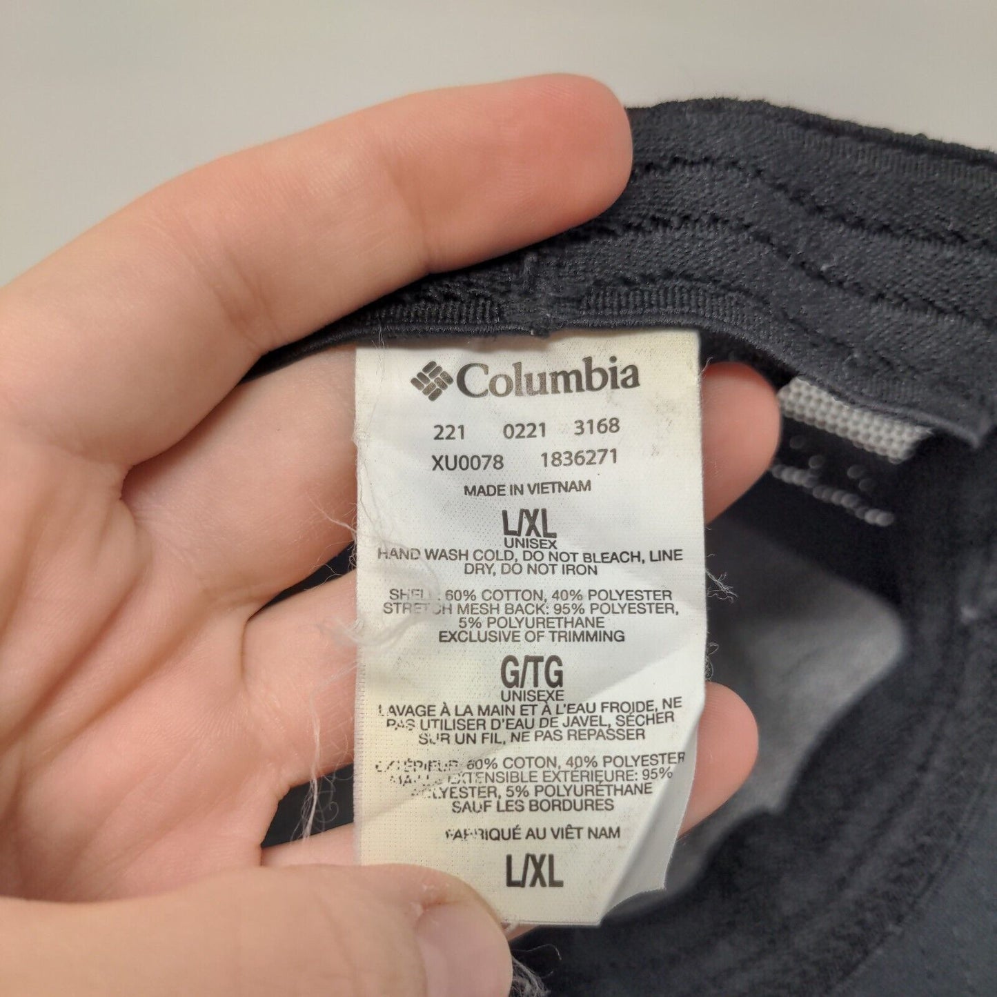 Columbia Patch Fitted Mesh Back Trucker Hat Black Large/XL 6 Panel