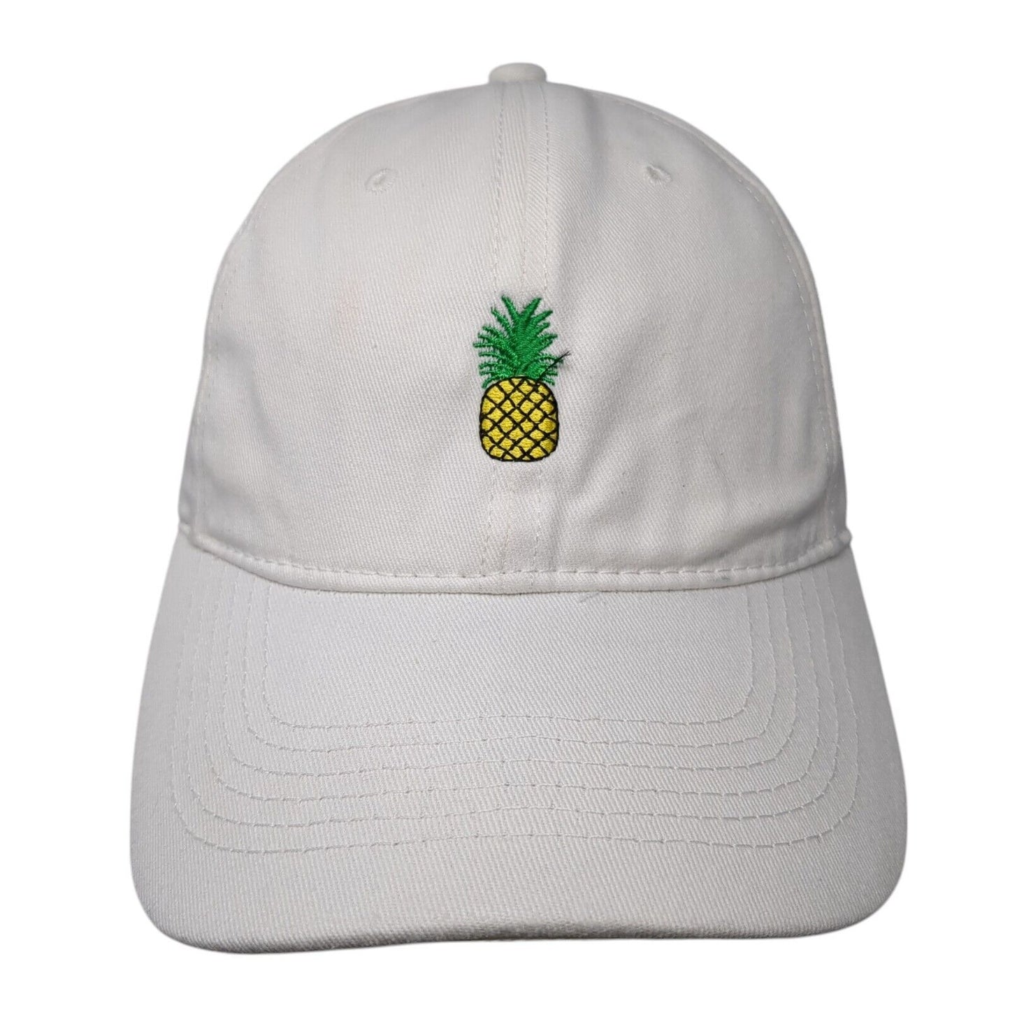 Pineapple Slideback Hat White One Size Solid Adjustable Embroidered