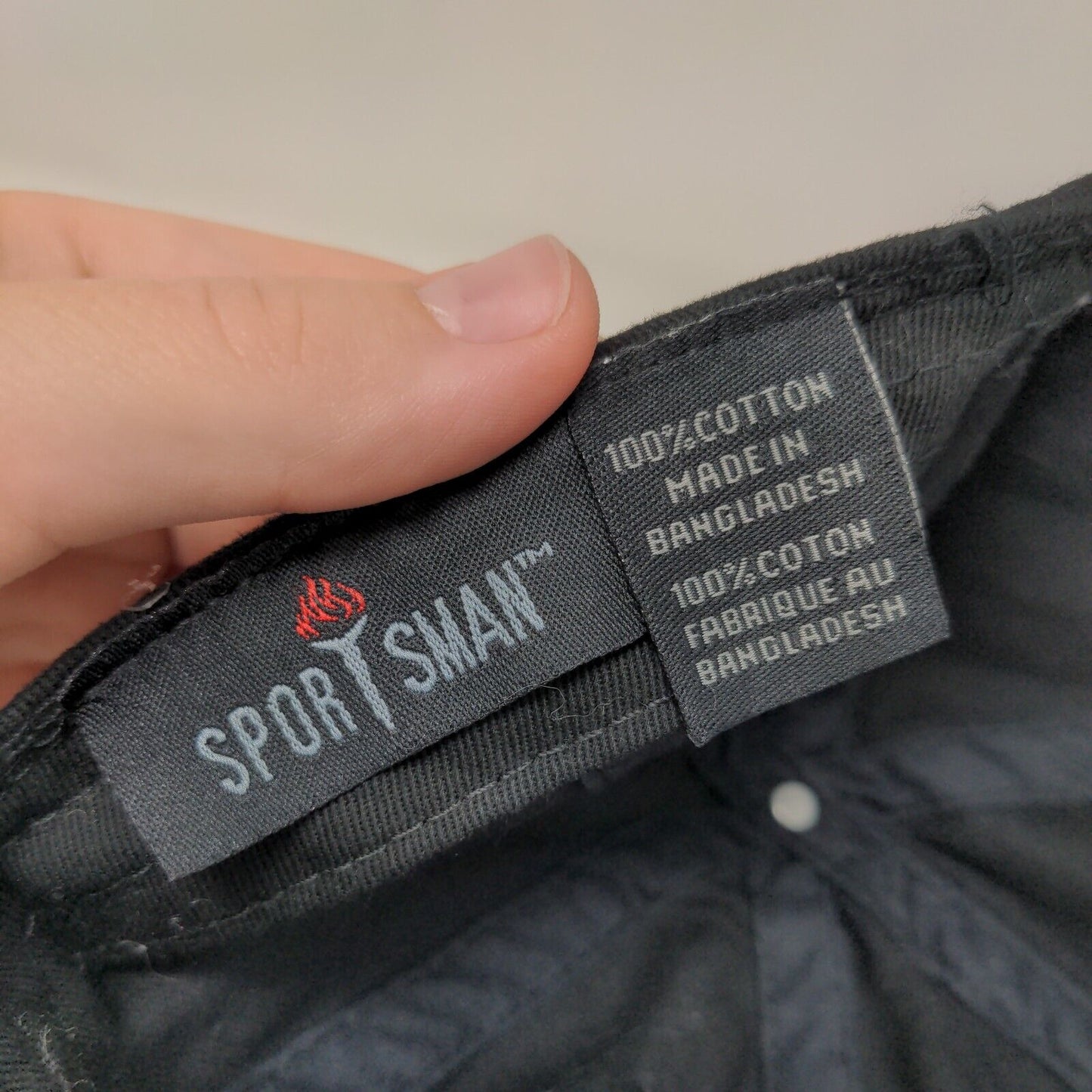 ID Slideback Hat Black One Size Adjustable Embroidered 6 Panel Sportsman