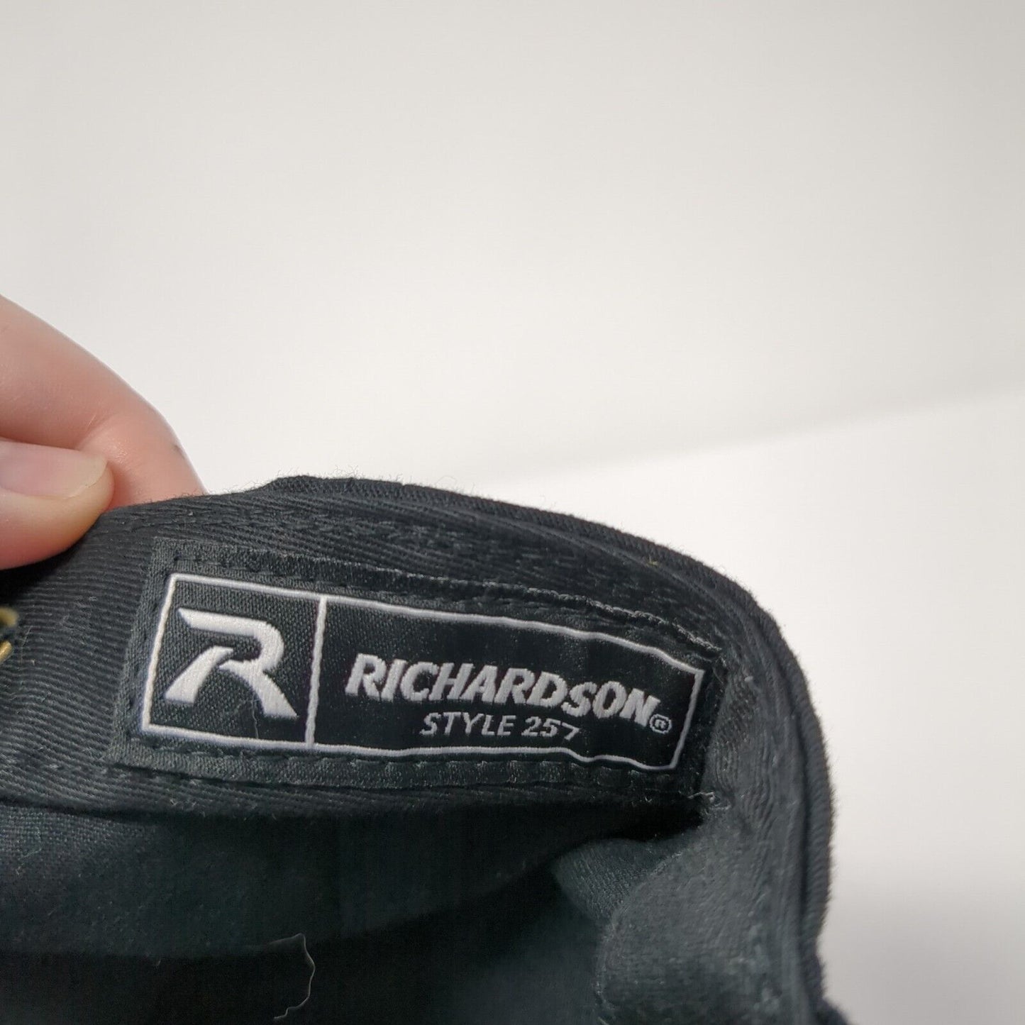 Discover Church Slideback Hat Black OS Adjustable Leather Patch Richardson