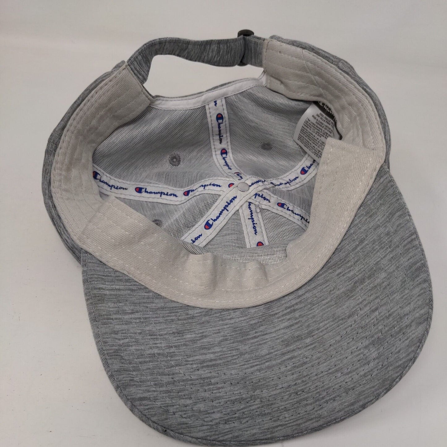 Champion Slideback Hat Gray OSFA Adjustable Embroidered Vented Holes 6 Panel