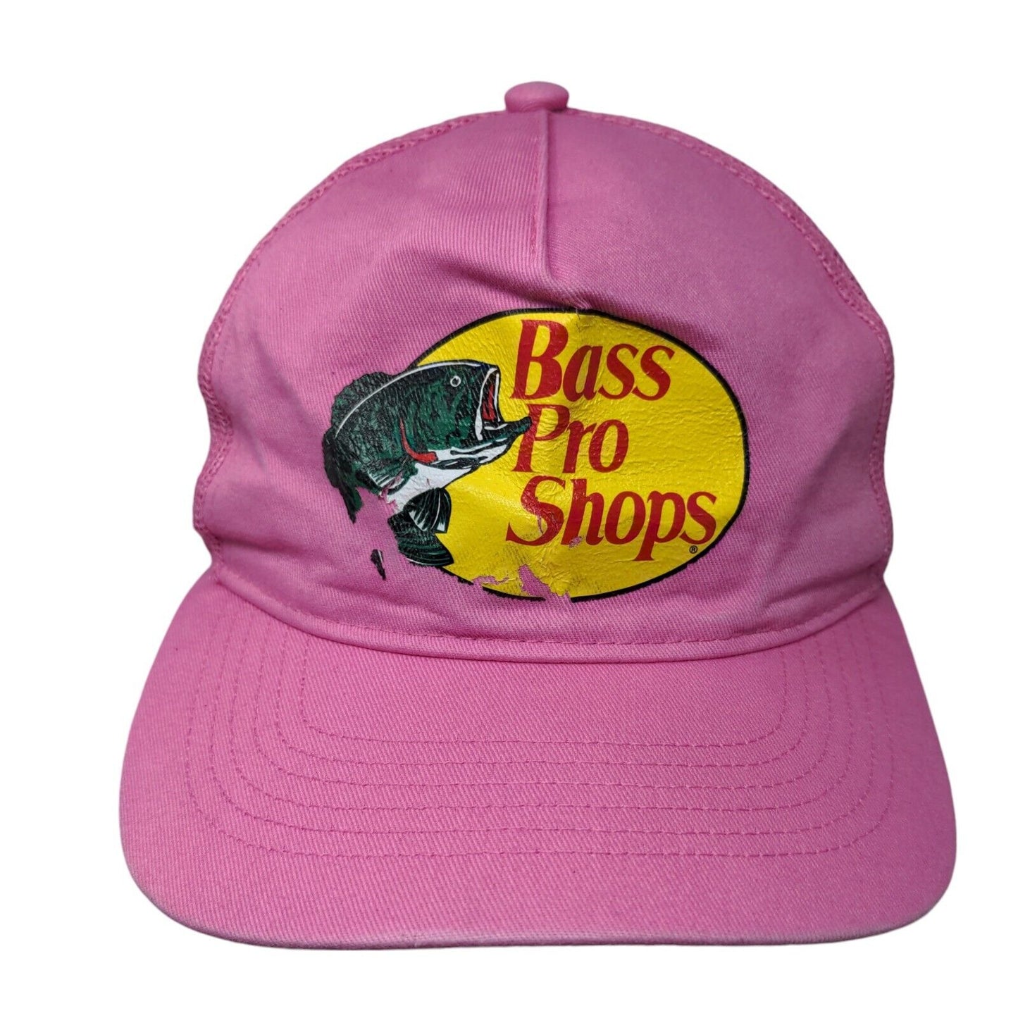 Bass Pro Shops Snapback Trucker Hat Pink OSFM Adjustable Mesh Back Gone Fishing