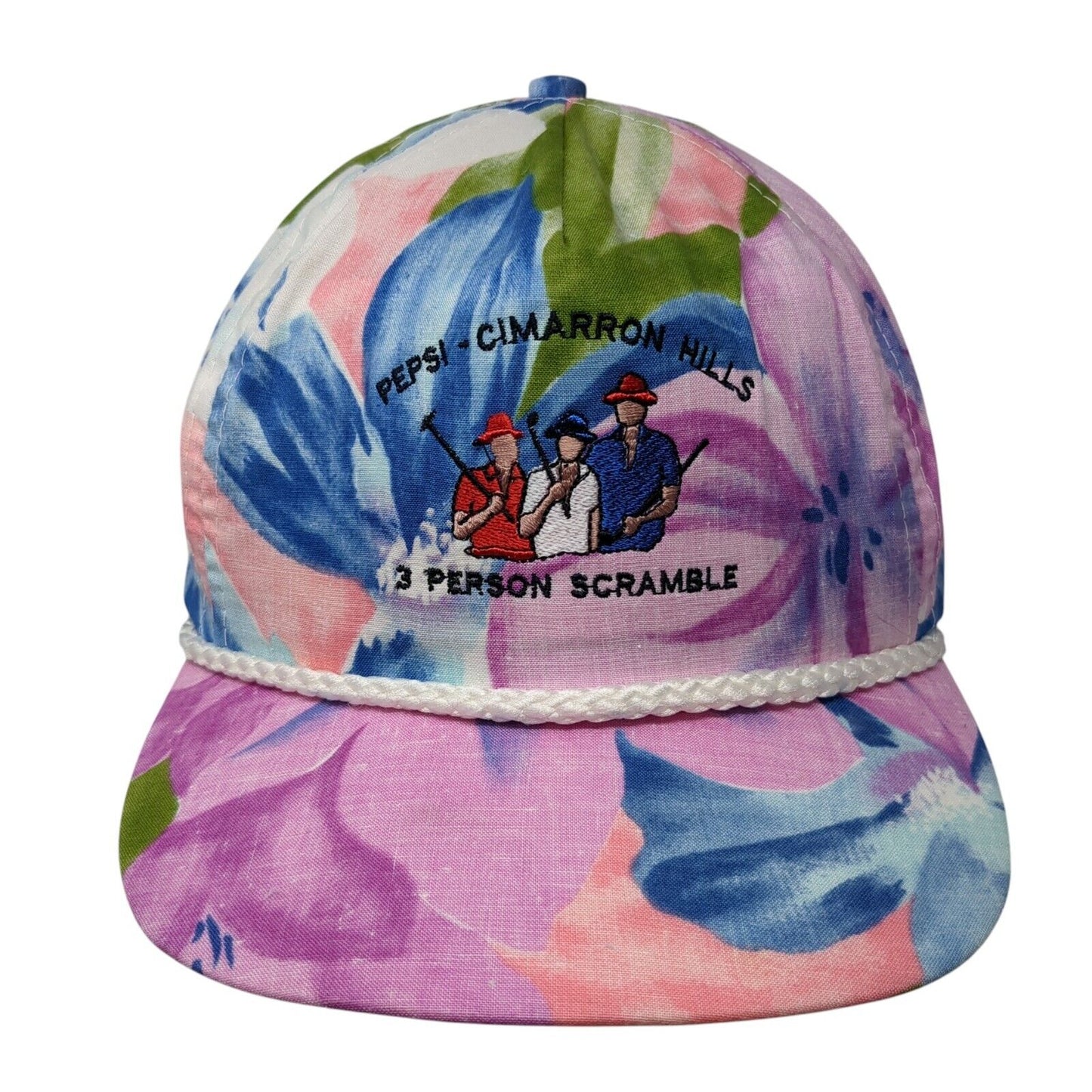 Pepsi Cimarron Hills 3 Person Scramble Slideback Hat OS Adjustable Floral Rope