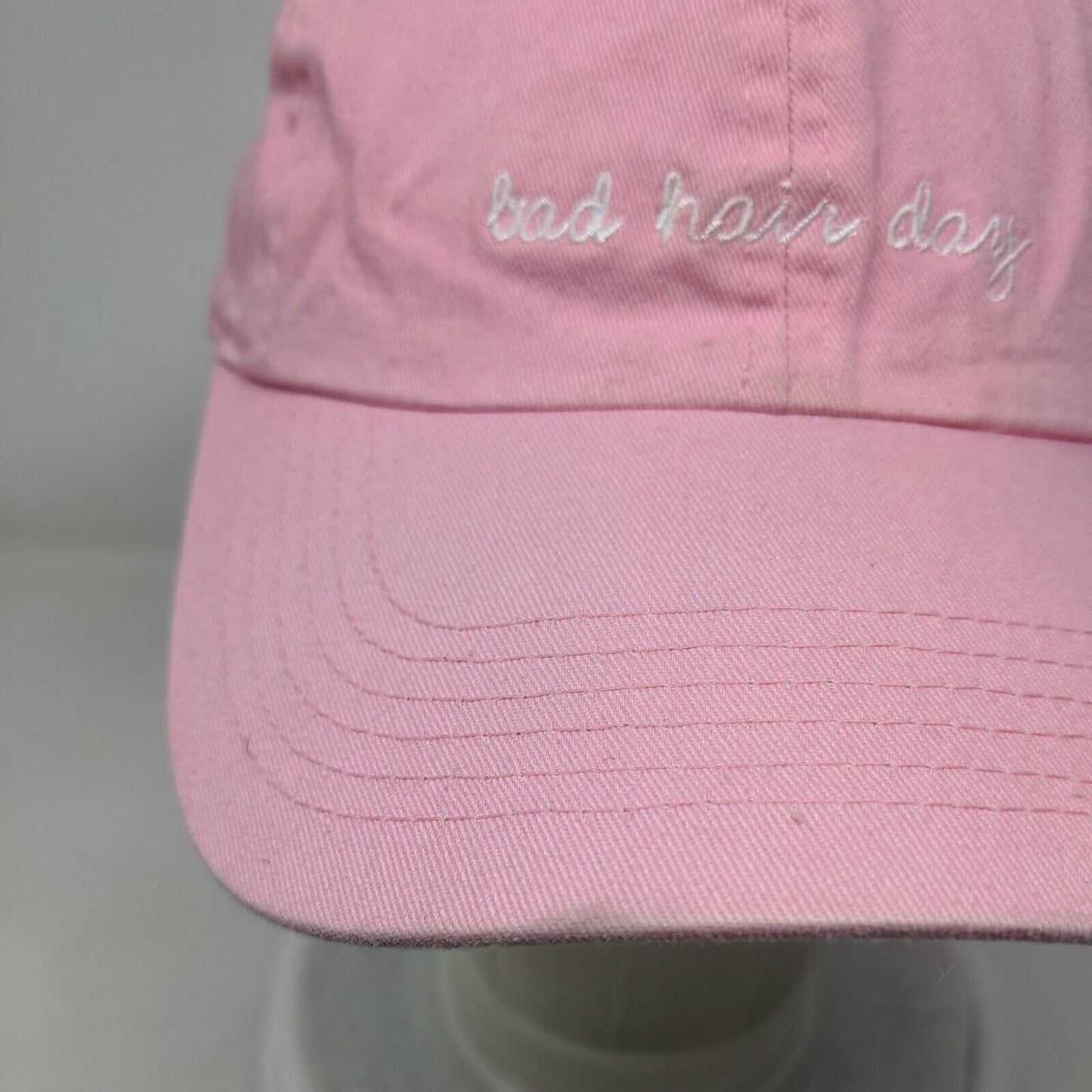 Bad Hair Day Slideback Hat Pink One Size Embroidered Adjustable
