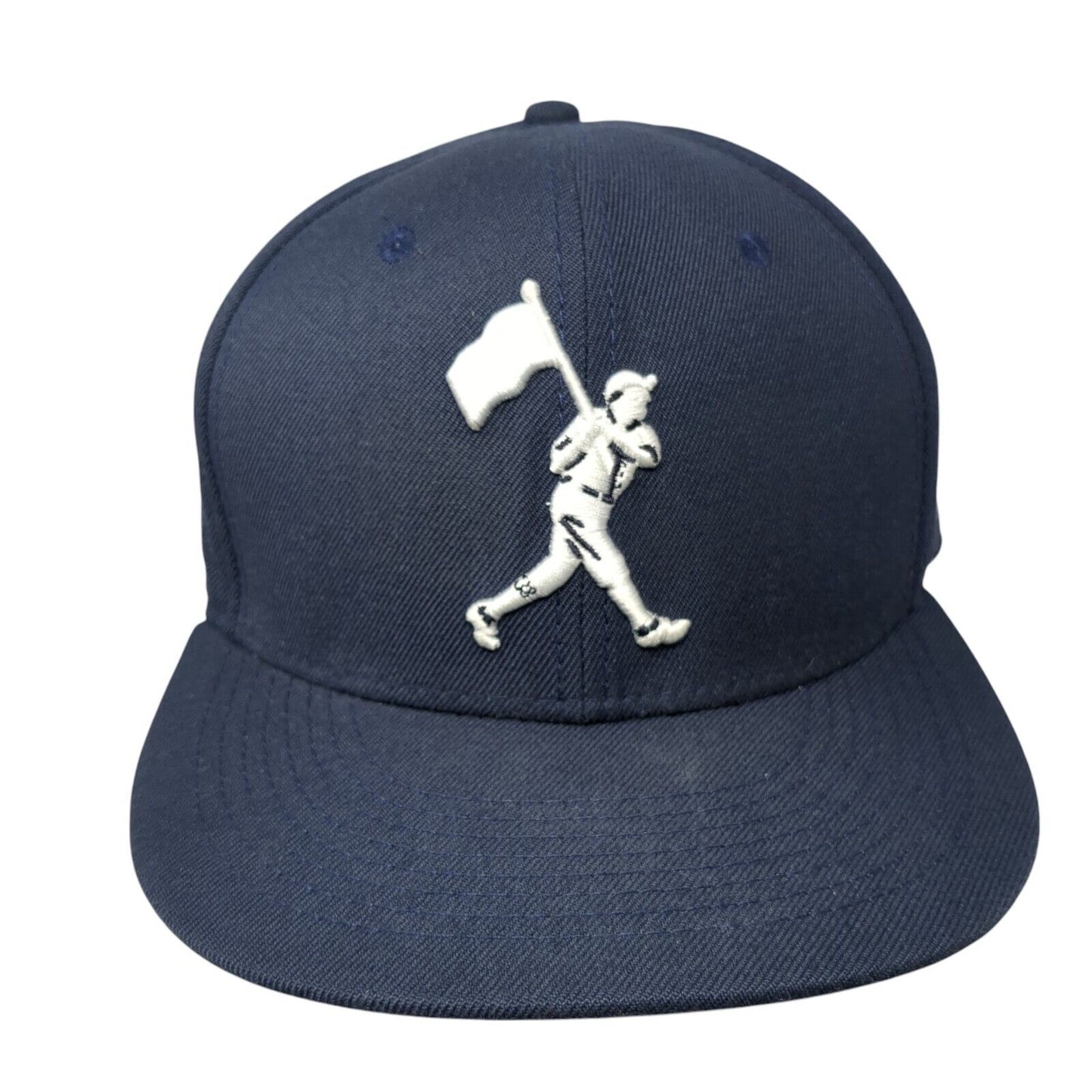 Baseballism Logo Fitted Hat Blue 7 1/2 Embroidered Solid Vent Holes