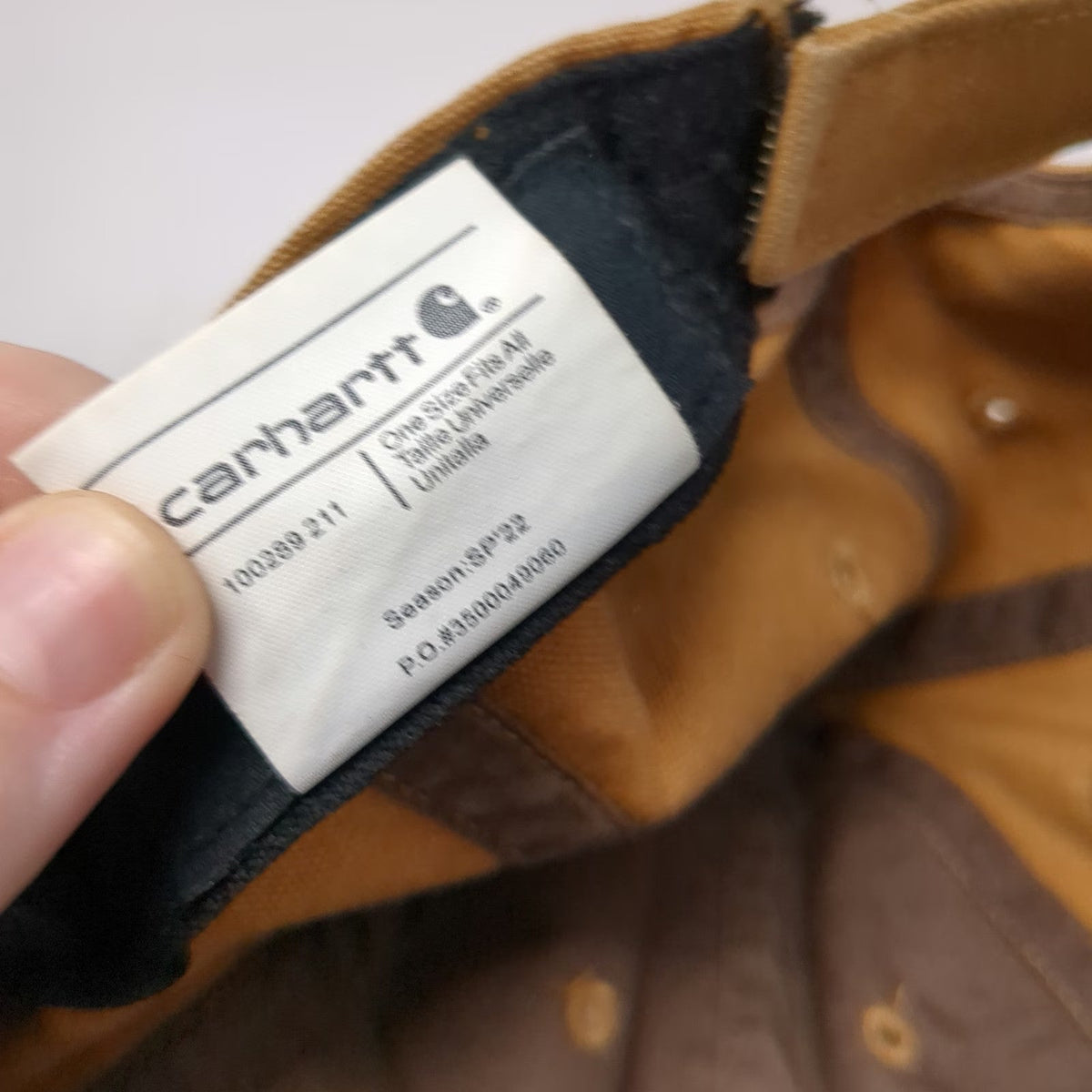 Carhartt Baseball Cap Brown One Size Leather Logo Patch Adjustable Strap Hat