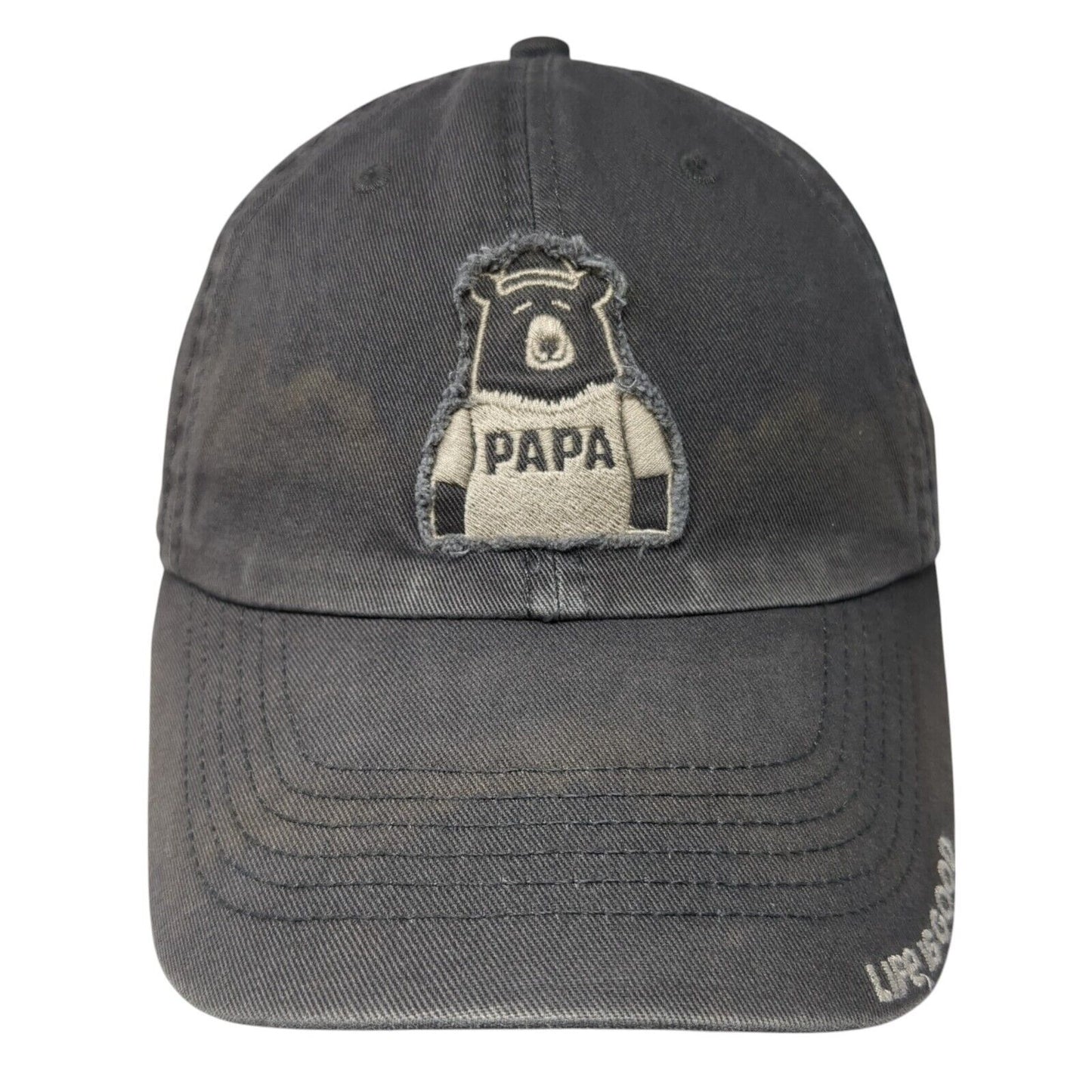 Papa Bear Slideback Hat Gray One Size Adjustable 6 Panel Life Is Good