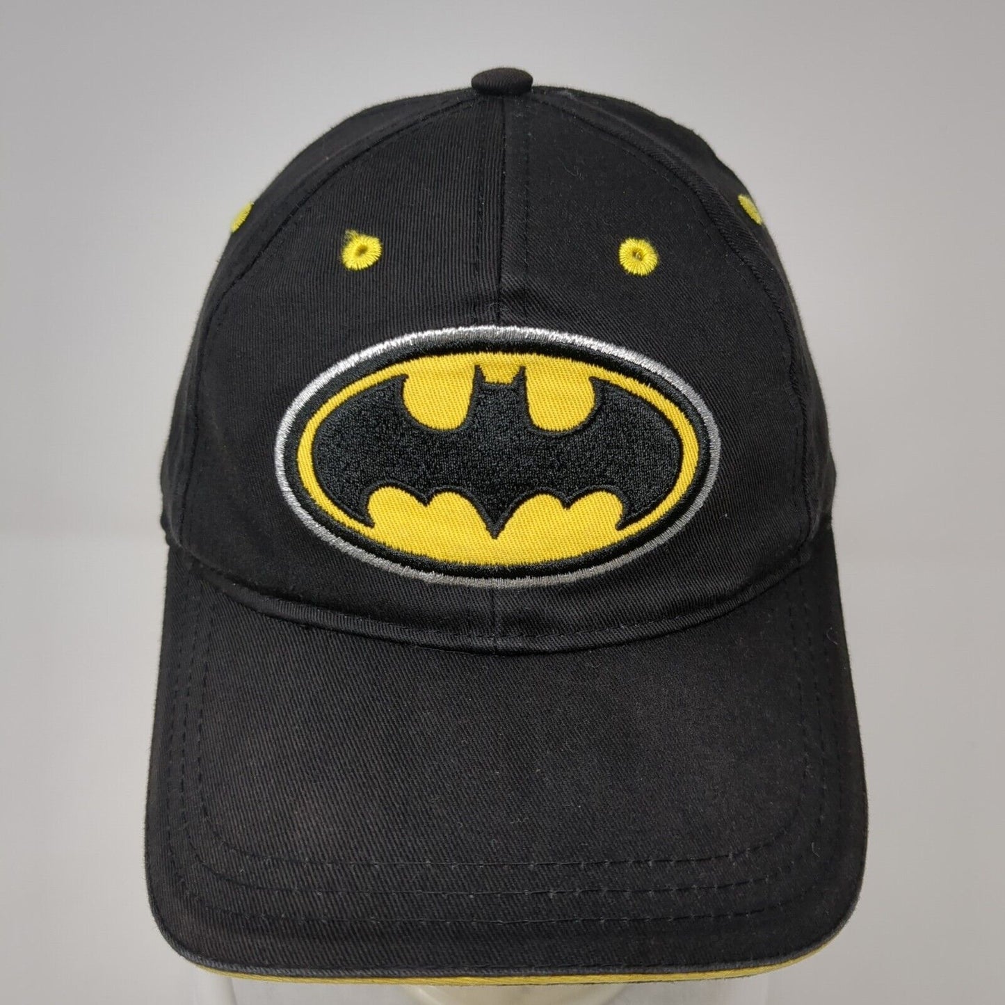 Batman Strapback Hat Black One Size Adjustable 6 Panel Embroidered