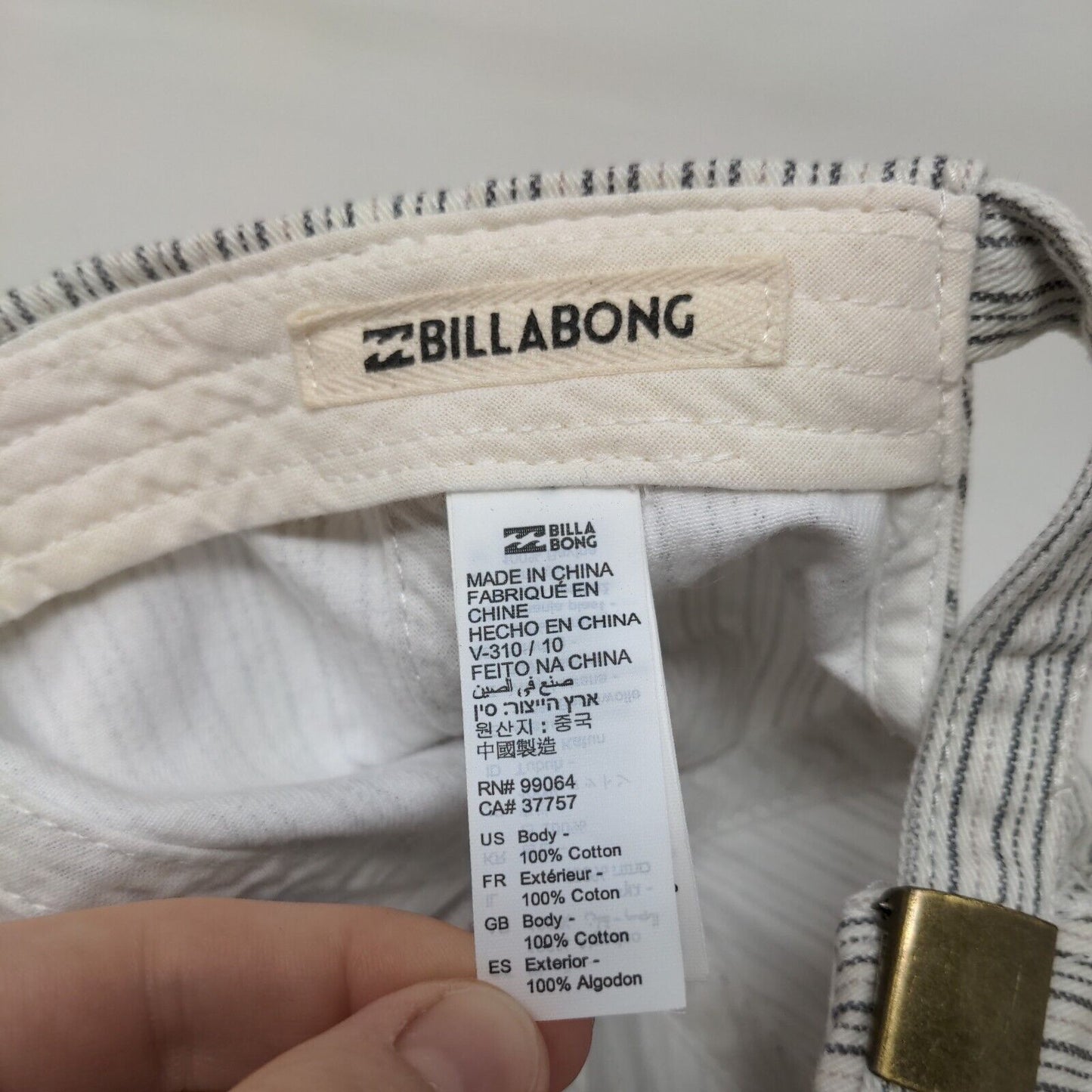 Billabong Slideback Hat Multicolor One Size Adjustable Pinstripe Blank Cotton