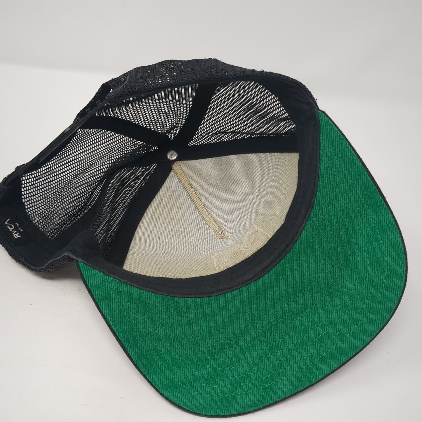 VA RVCA Snapback Trucker Hat Black One Size Adjustable Embroidered Mesh Back