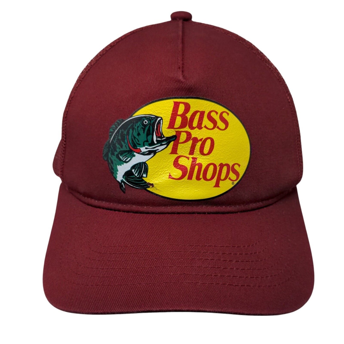 Bass Pro Shops Snapback Mesh Back Trucker Hat Red OSFM Gone Fishing Solid