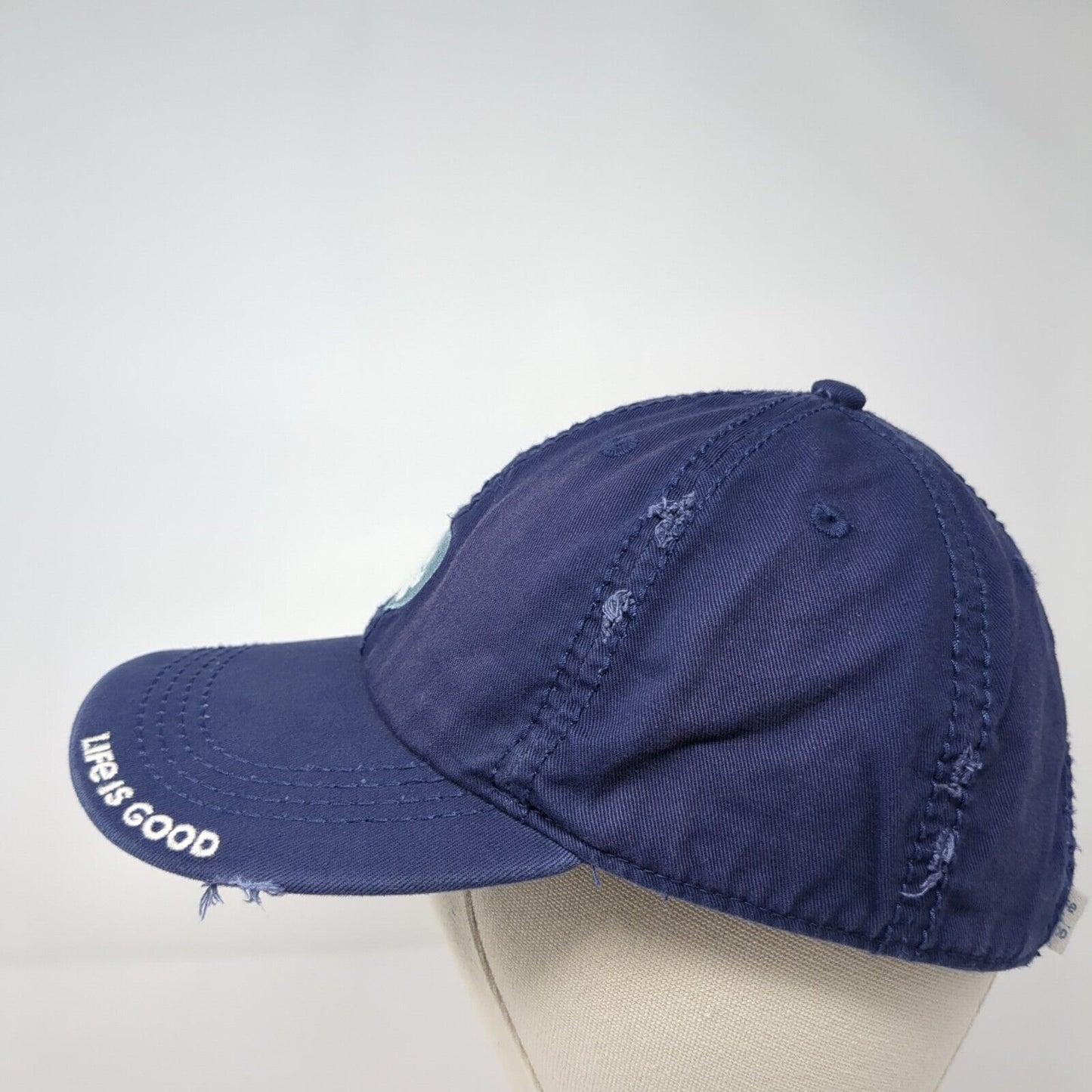 Life Is Good Heart Paw Print Slideback Hat Blue One Size Embroidered