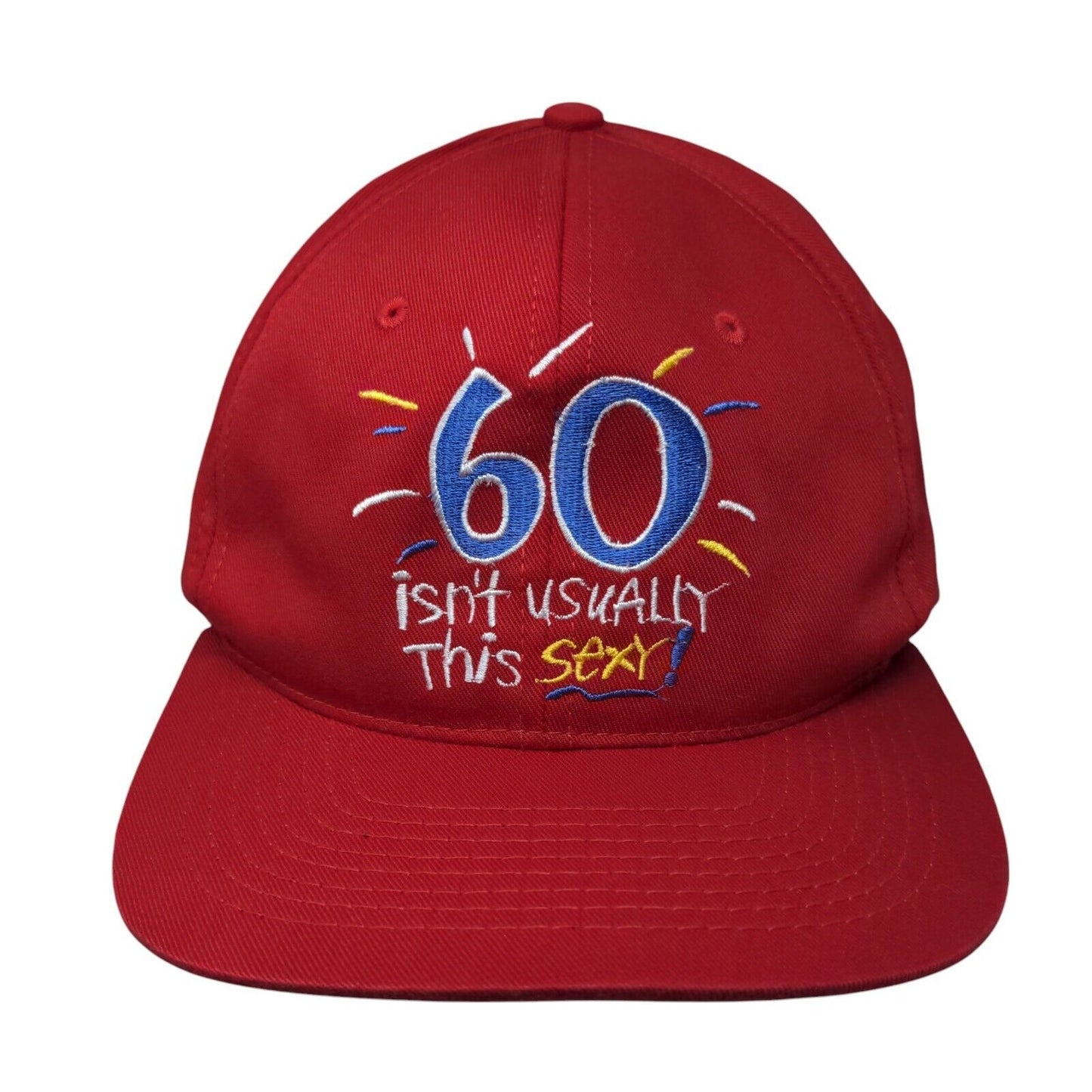 60 Isn't Usually This Sexy Snapback Hat Red OSFA Adjustable Embroidered Shoebox