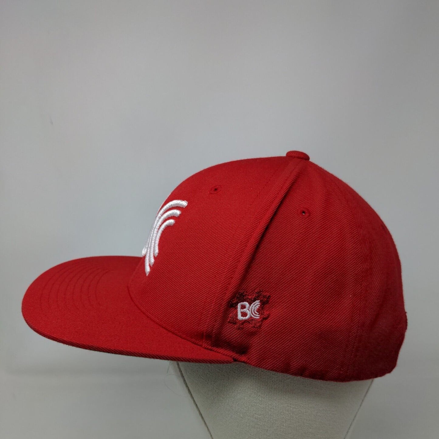 BC Brian Crower Snapback Hat Red One Size Embroidered Solid Yupoong