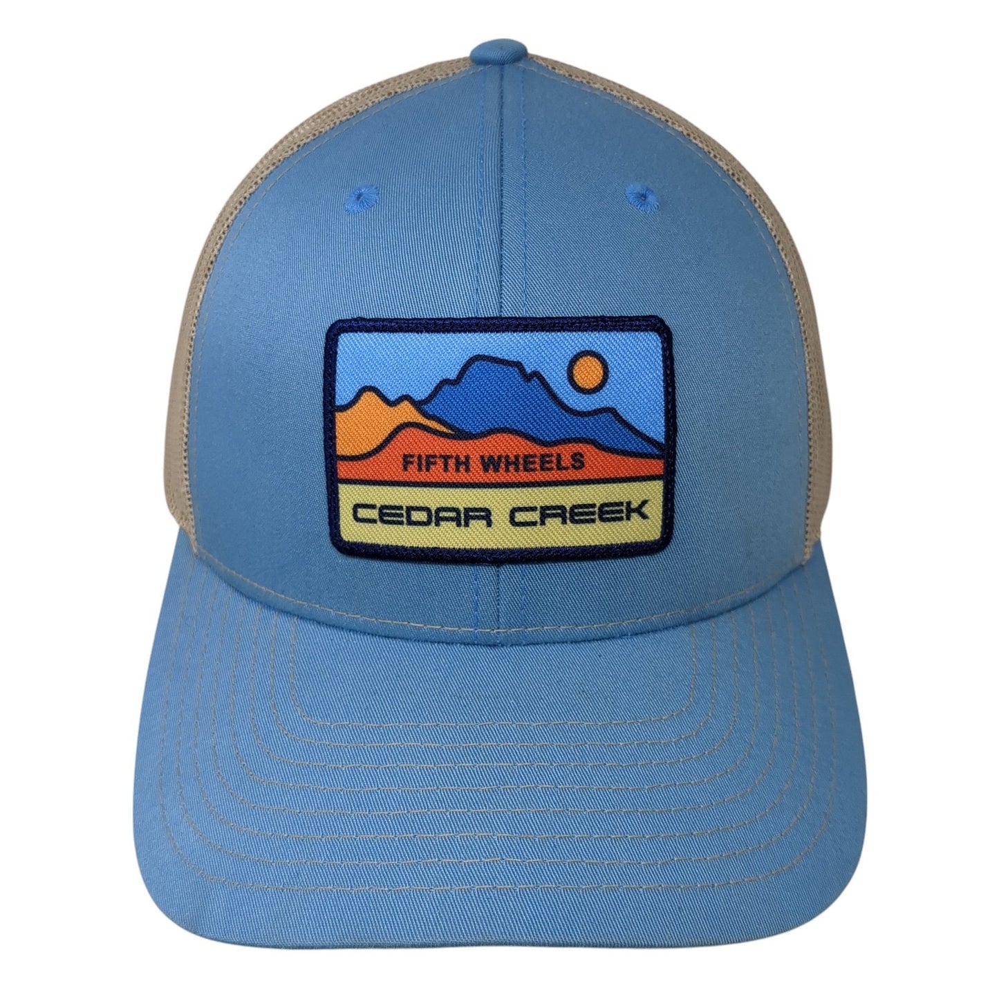 Fifth Wheels Cedar Creek Trucker Hat Blue OS Adjustable Mesh Back Richardson
