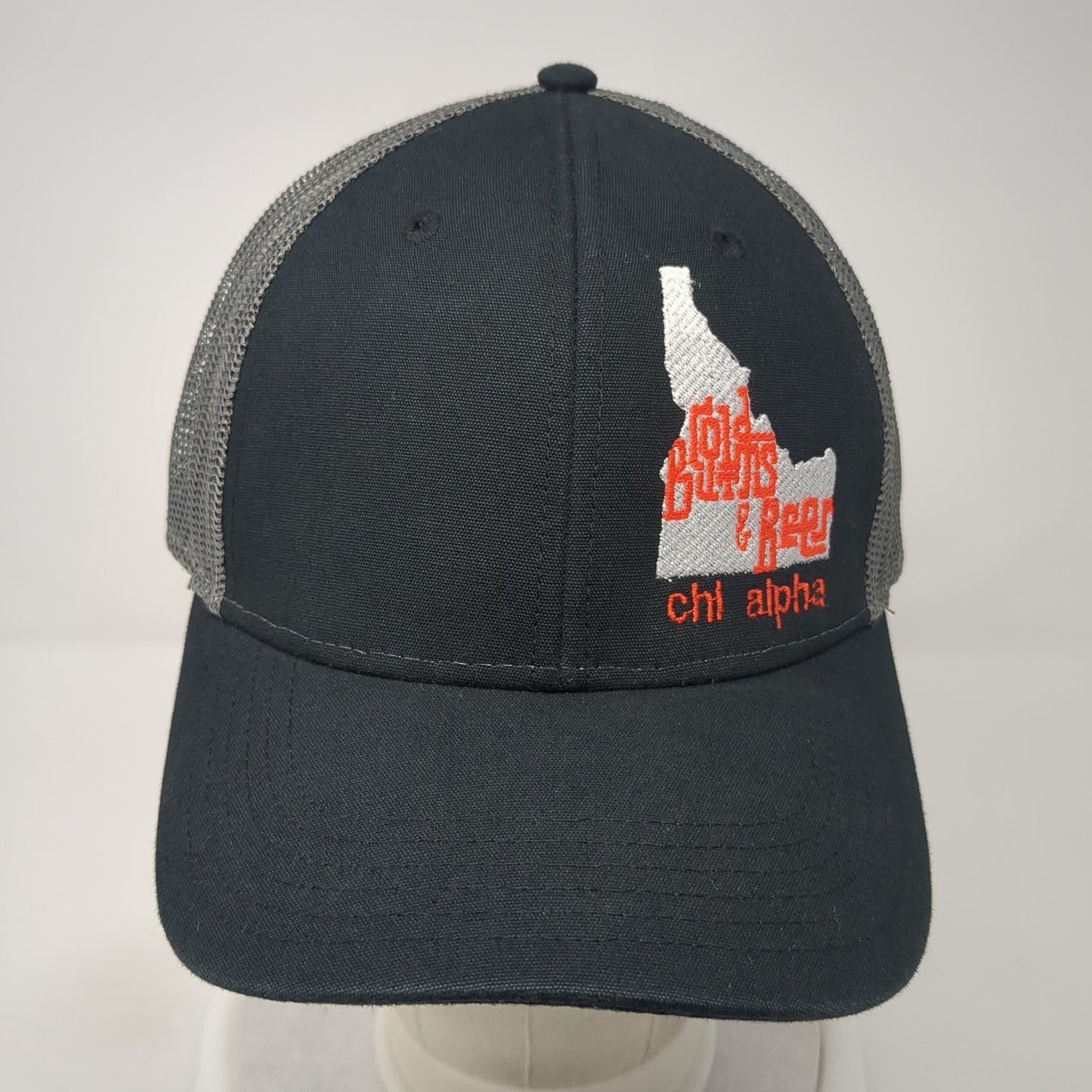 Chi Alpha Snapback Trucker Hat Black One Size Adjustable 6 Panel Mesh Back Otto