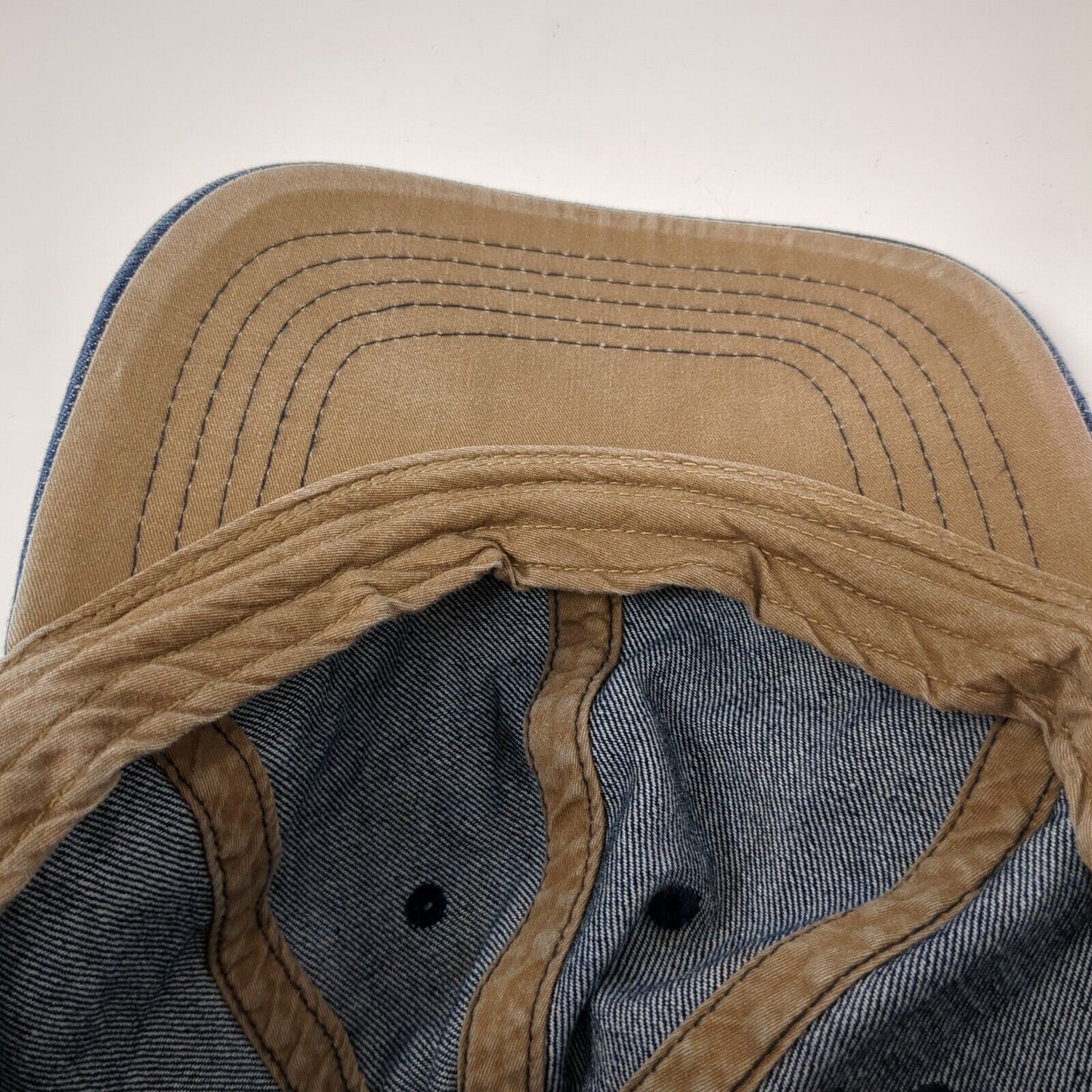 Unbranded Slideback Hat Blue One Size Leather Strap Denim Solid Blank