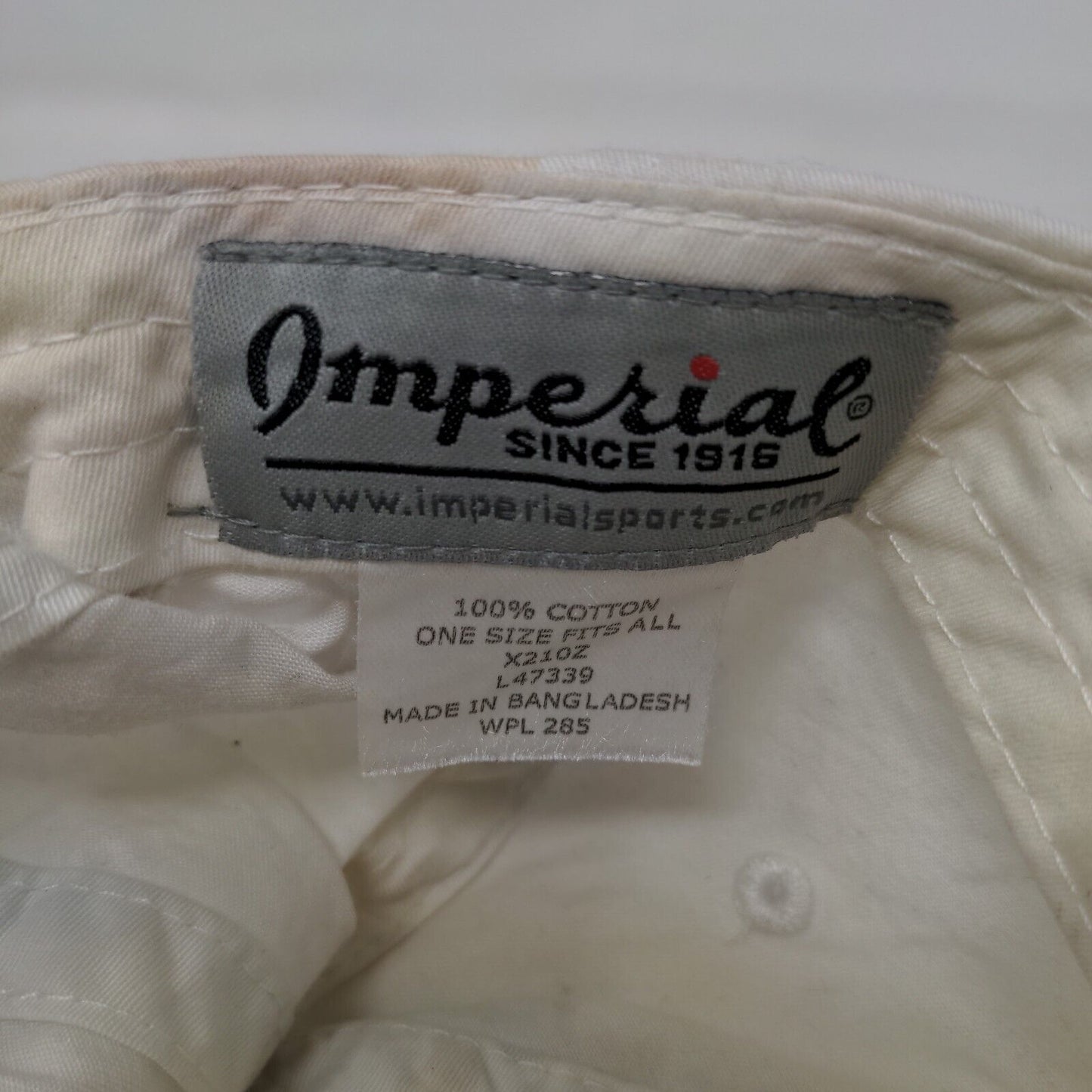Mid Pines Strapback Hat Cream OSFA Adjustable Embroidered 6 Panel Imperial