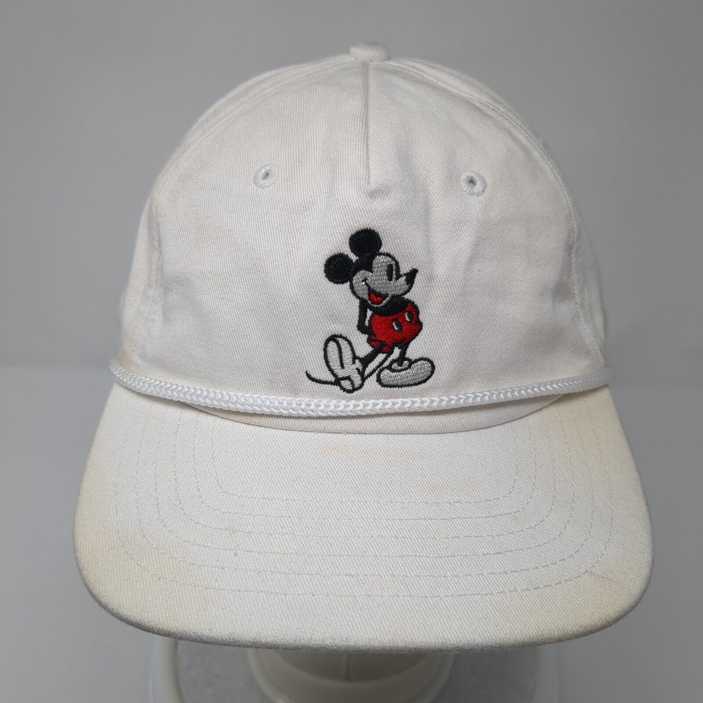 Mickey Mouse Slideback Rope Hat White One Size Adjustable Solid Disney