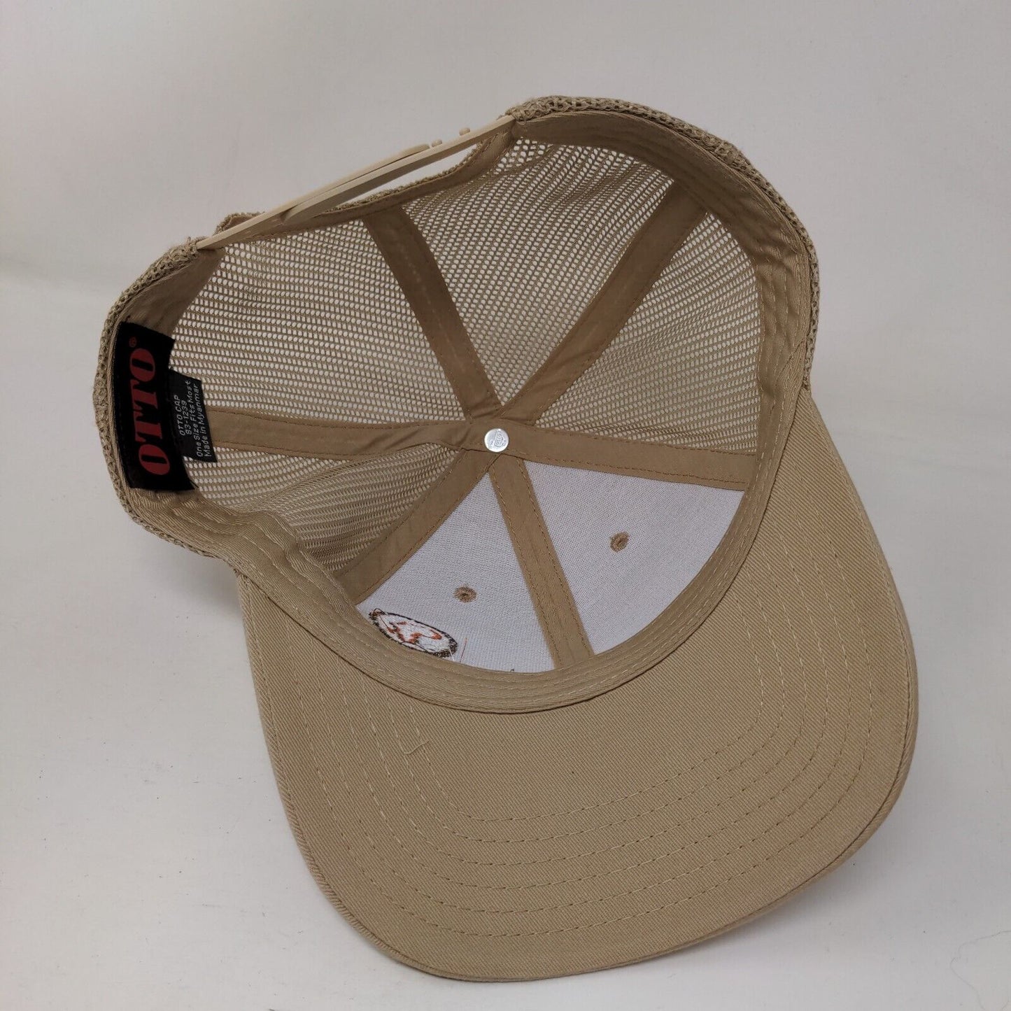 Africa Snapback Trucker Hat Tan OSFM Adjustable Embroidered Mesh Back Otto