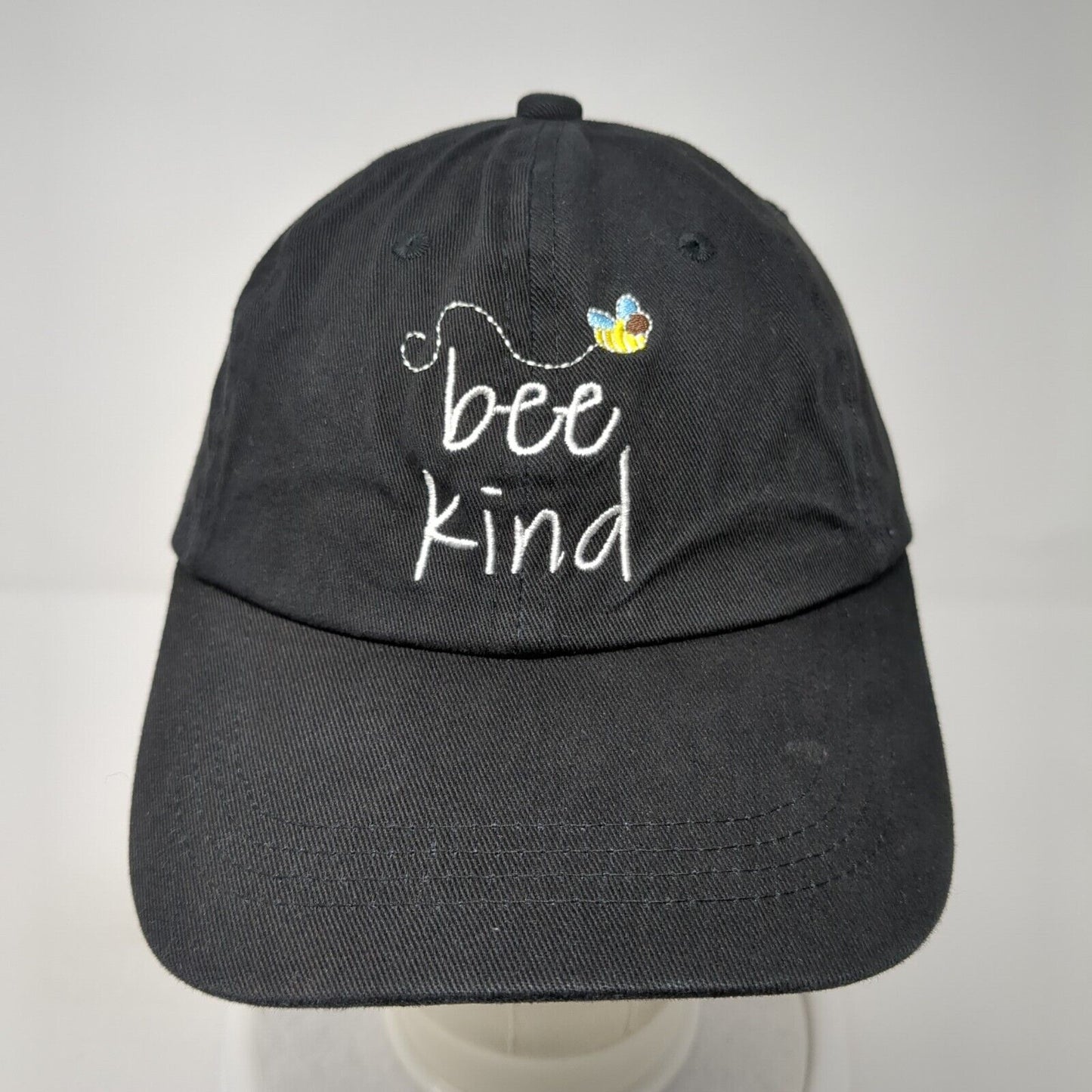 Bee Kind Strapback Hat Black One Size Embroidered 6 Panel Outdoor