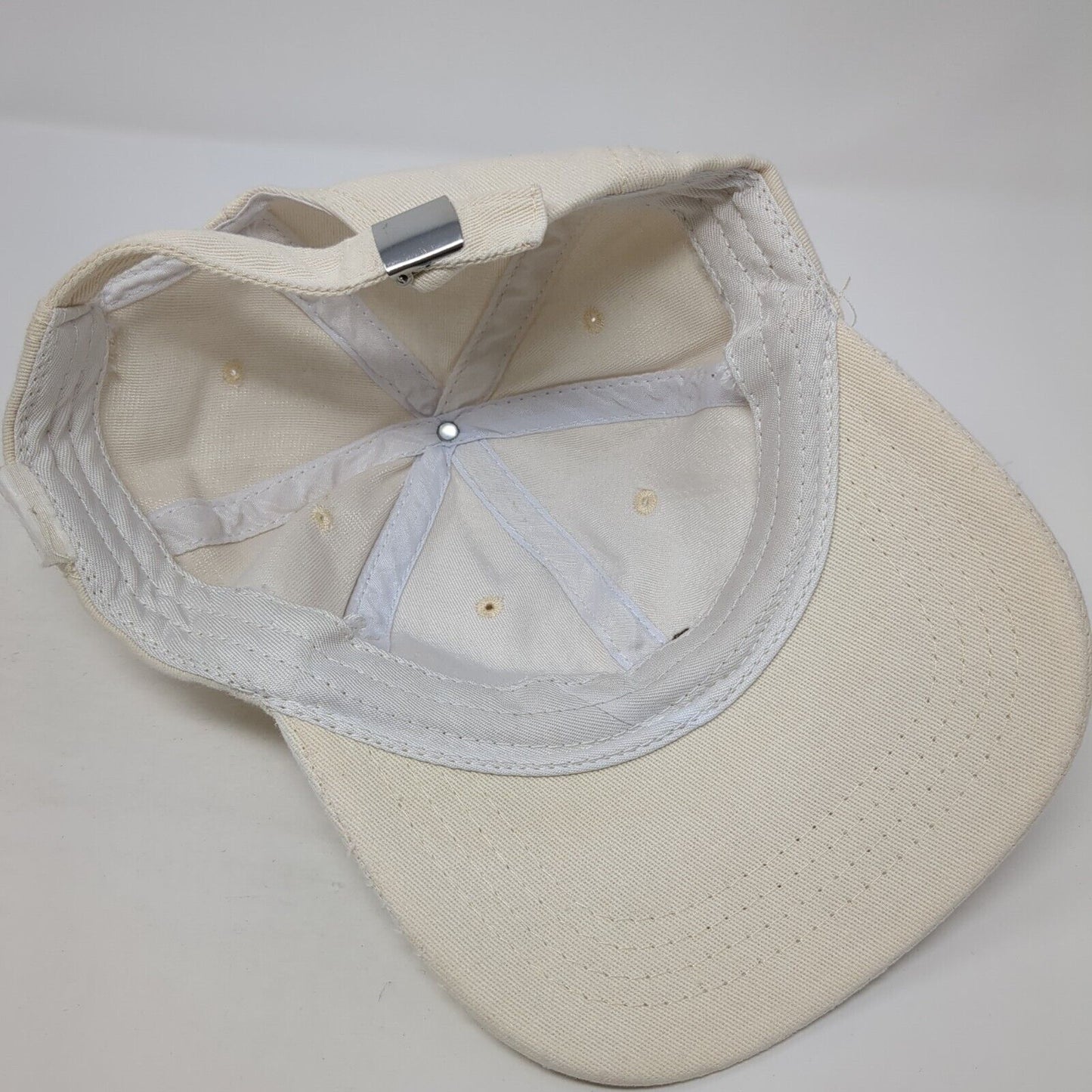 Polar Bear Slideback Baseball Cap Beige One Size Adjustable Embroidered 6 Panel