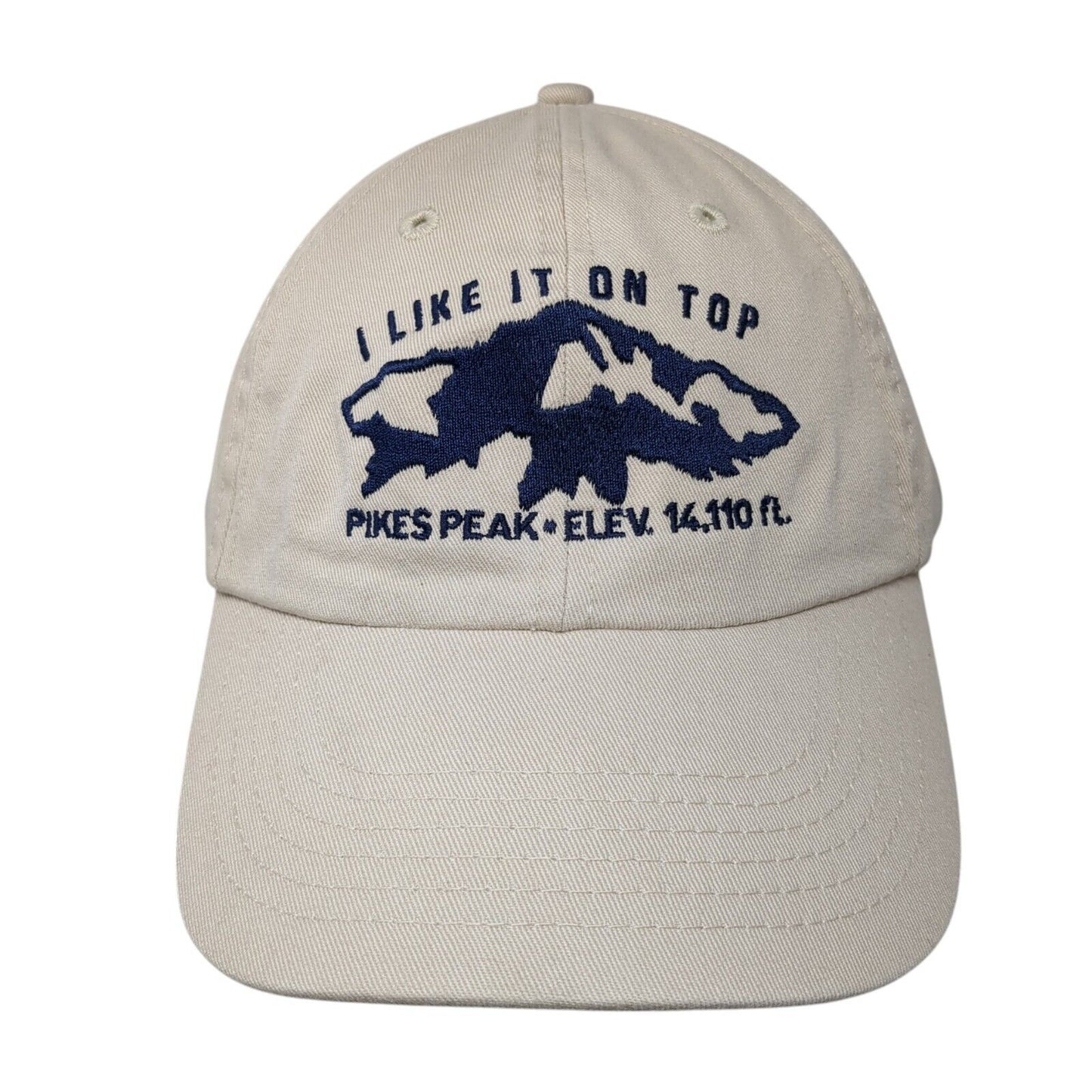 I Like It On Top Pikes Peak Slideback Hat Tan One Size Embroidered