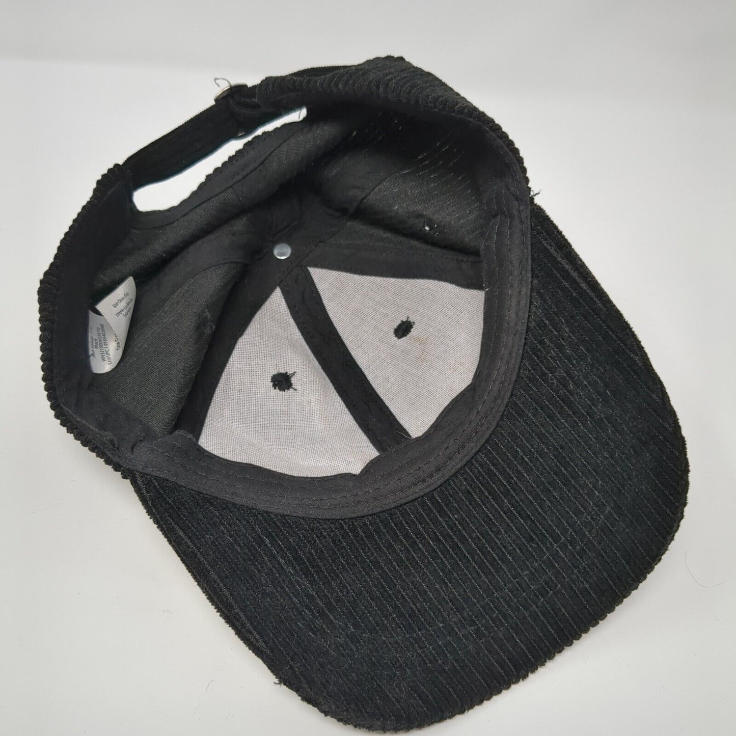 Unbranded Slideback Hat Black One Size Solid Adjustable Blank Corduroy