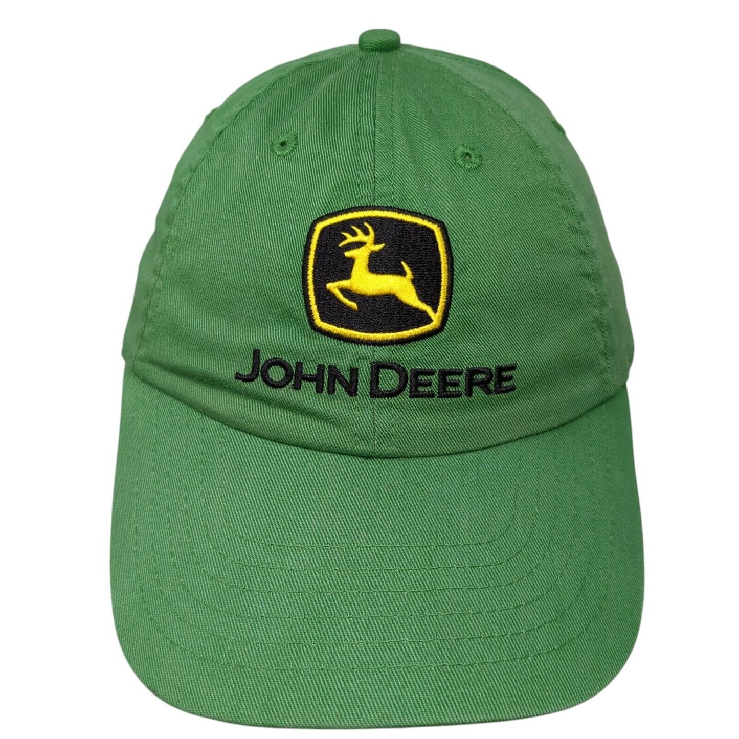 John Deere Strapback Hat Green One Size Adjustable Embroidered 6 Panel Cotton