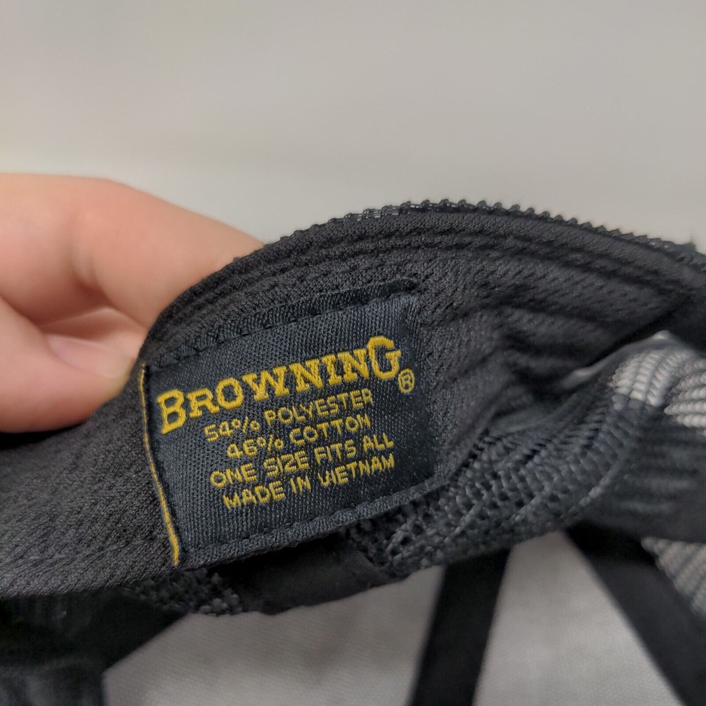 Browning Snapback Trucker Hat Black OSFA Adjustable Breathable Mesh Back
