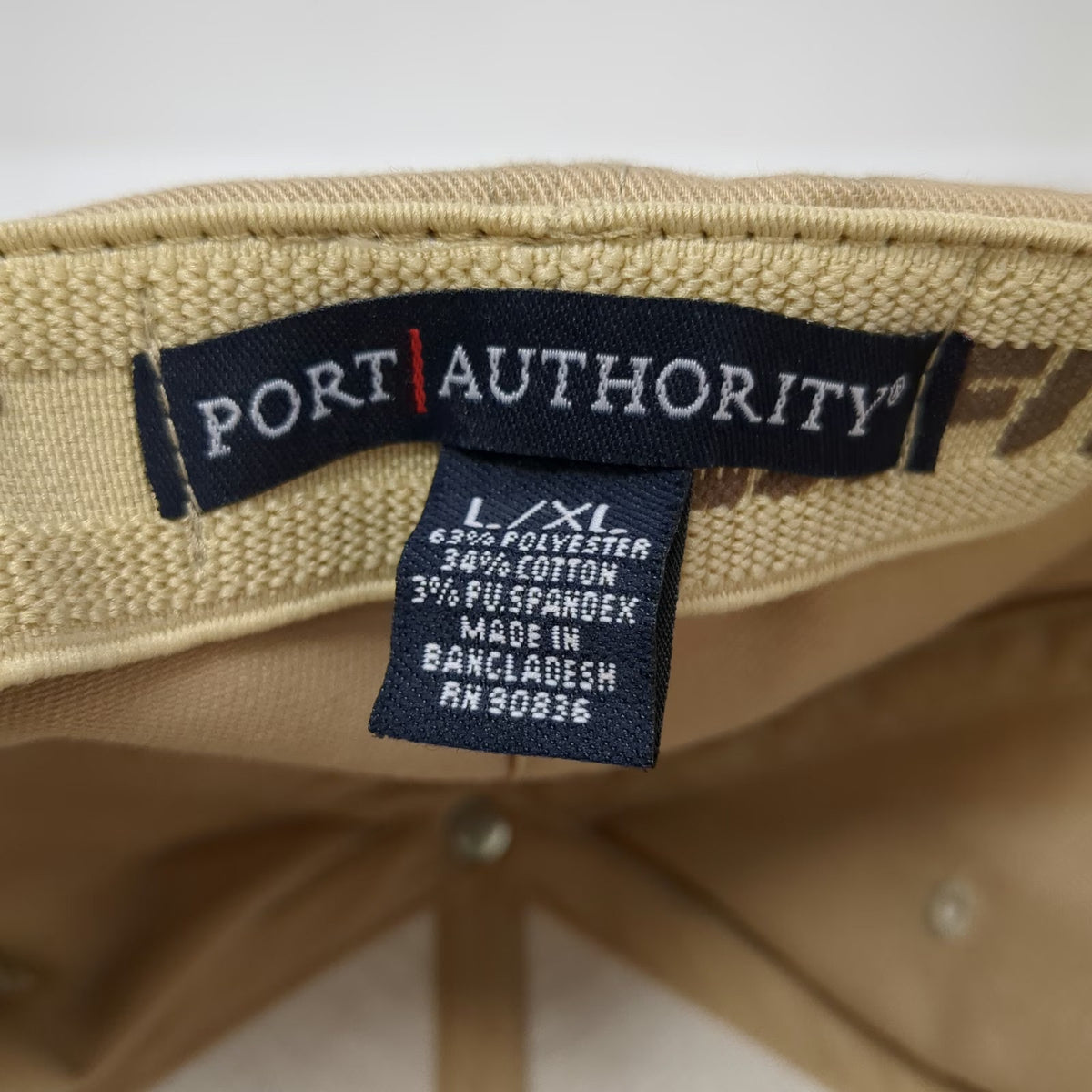 Port Authority Baseball Cap Beige XL Yates & Felts Builders Hardware Flexfit Hat