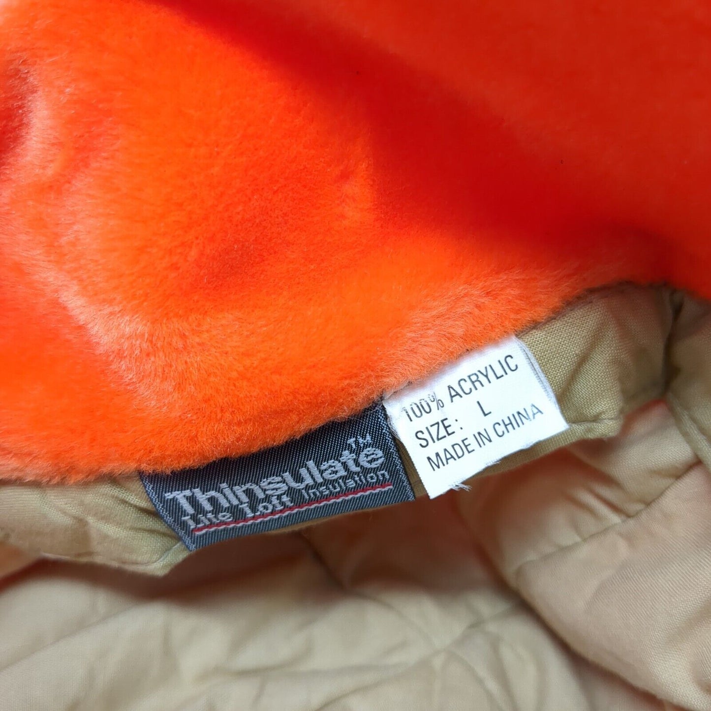 Thinsulate Fitted Hat Orange Large Ear Flap Chin Stap Solid Blank