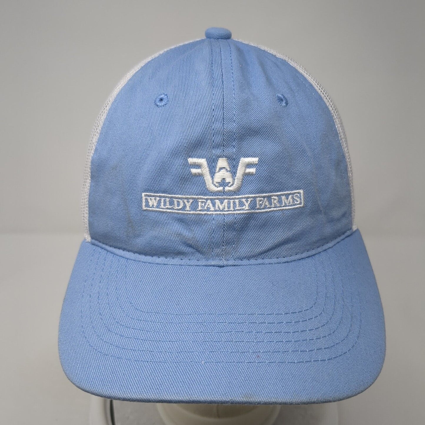 Wildy Family Farms Strapback Trucker Hat Blue OS Adjustable Mesh Outdoor Cap