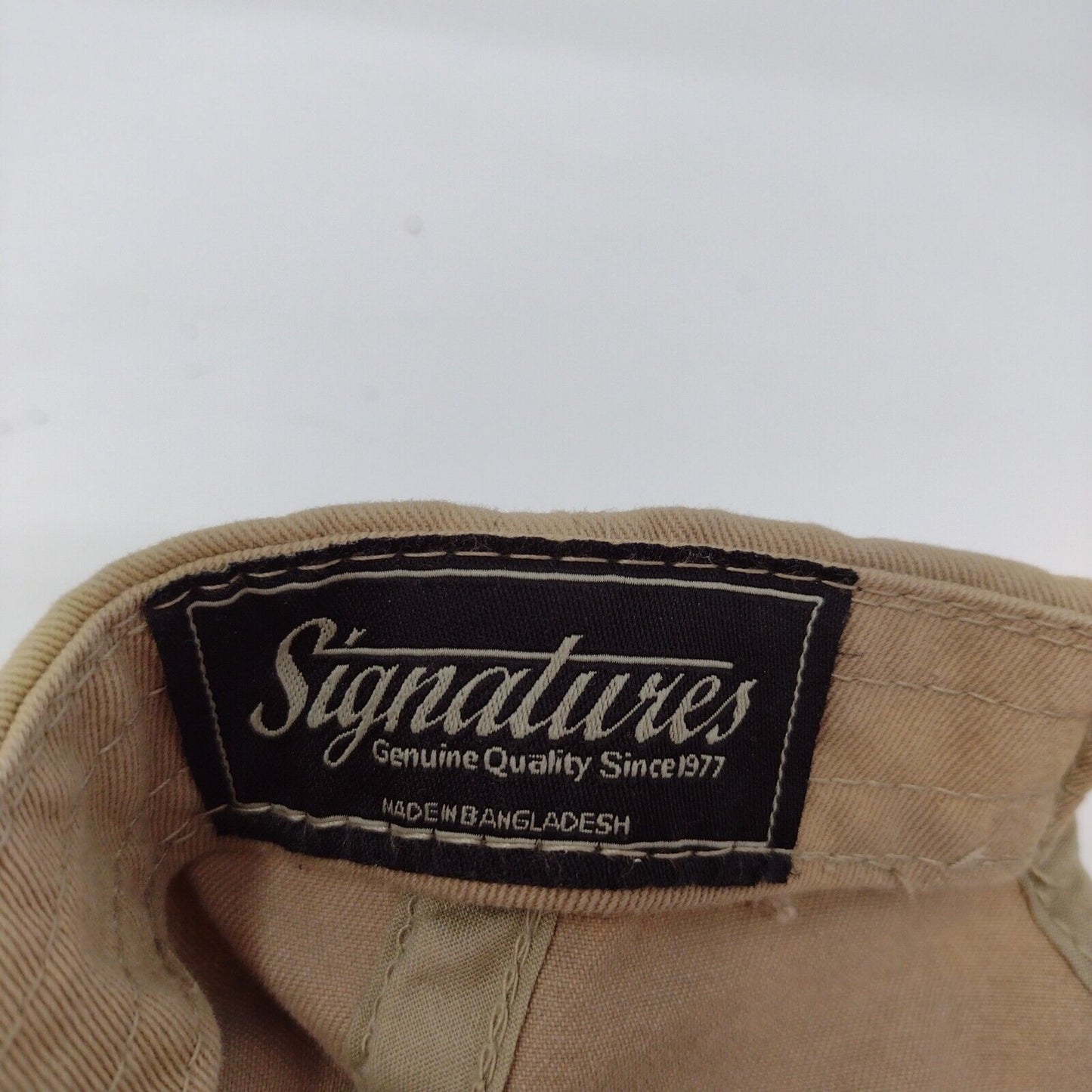 Signatures Slideback Hat Tan One Size Adjustable Vented Holes Distressed Blank