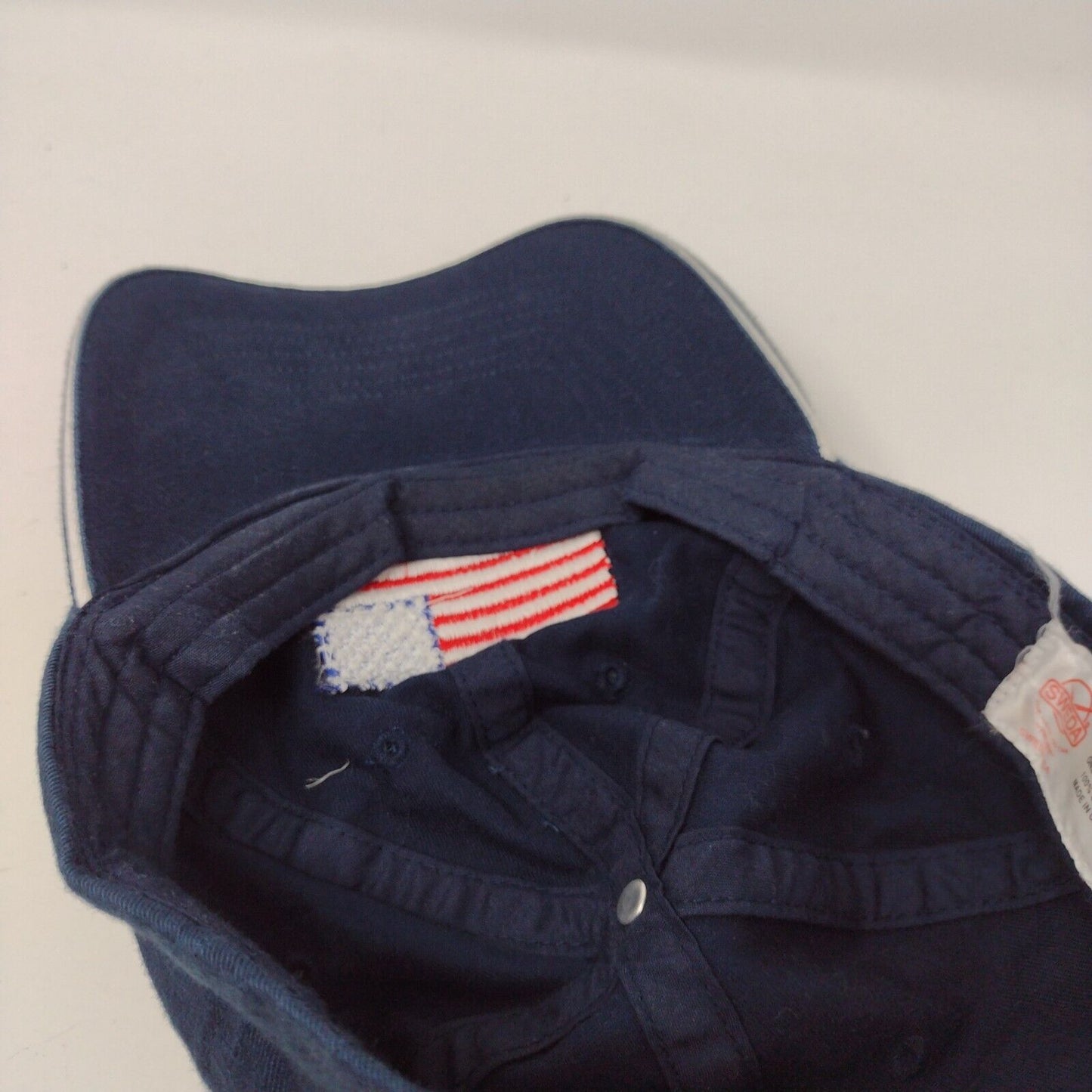 American Flag Strapback Hat Blue OSFA Adjustable Embroidered Patriotic Sweda