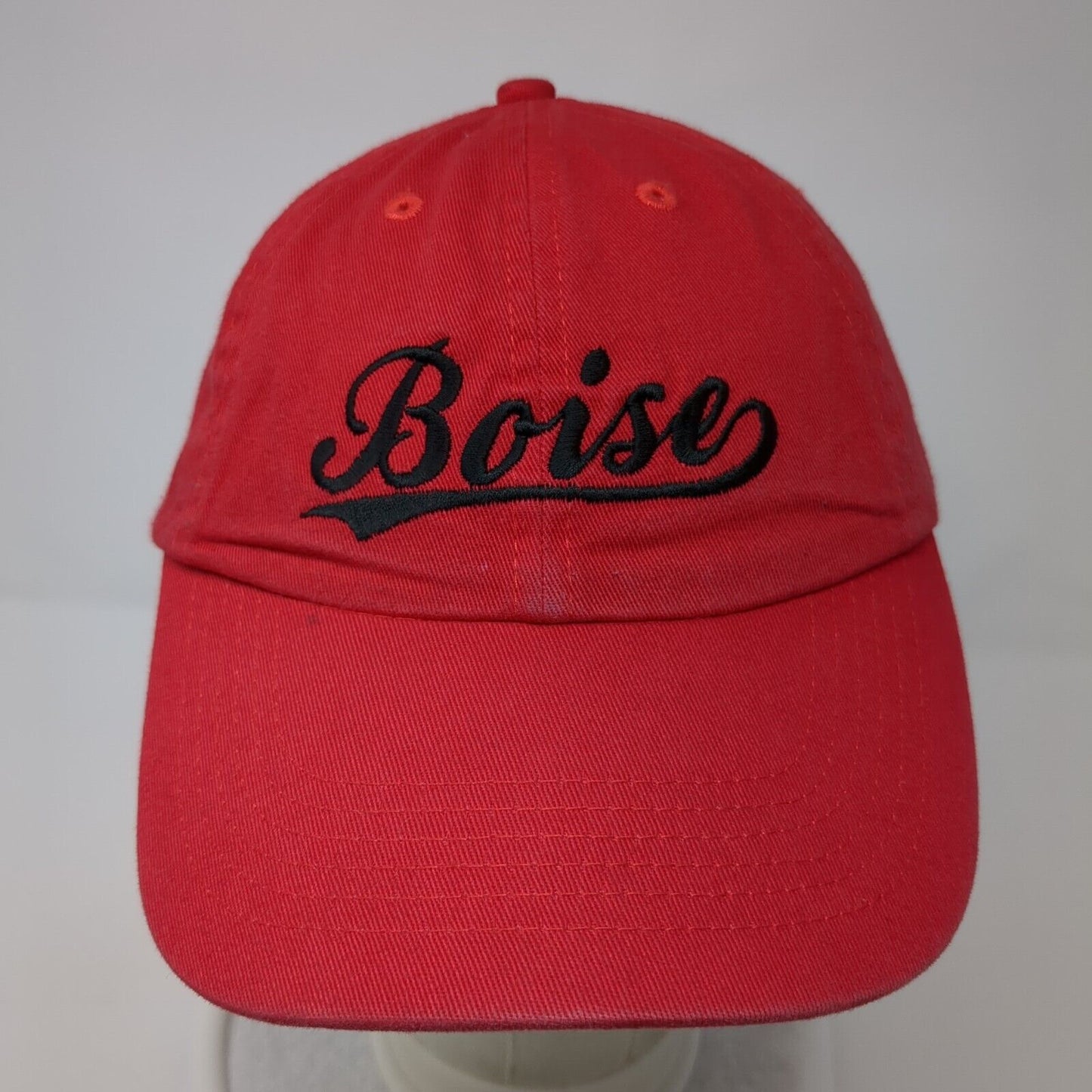 Boise Slideback Hat Red One Size Adjustable Embroidered Vented Holes 6 Panel