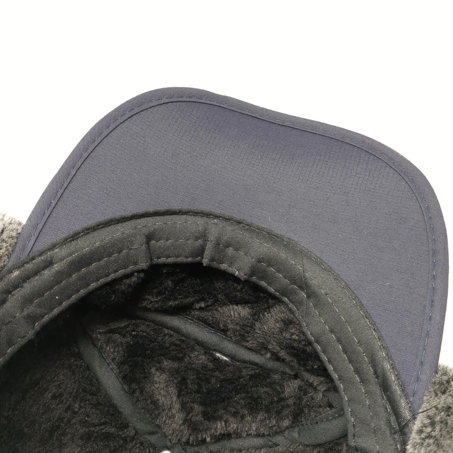 Supplex Fitted Trapper Hat Blue One Size Ear Flap Chin Strap Faux Fur
