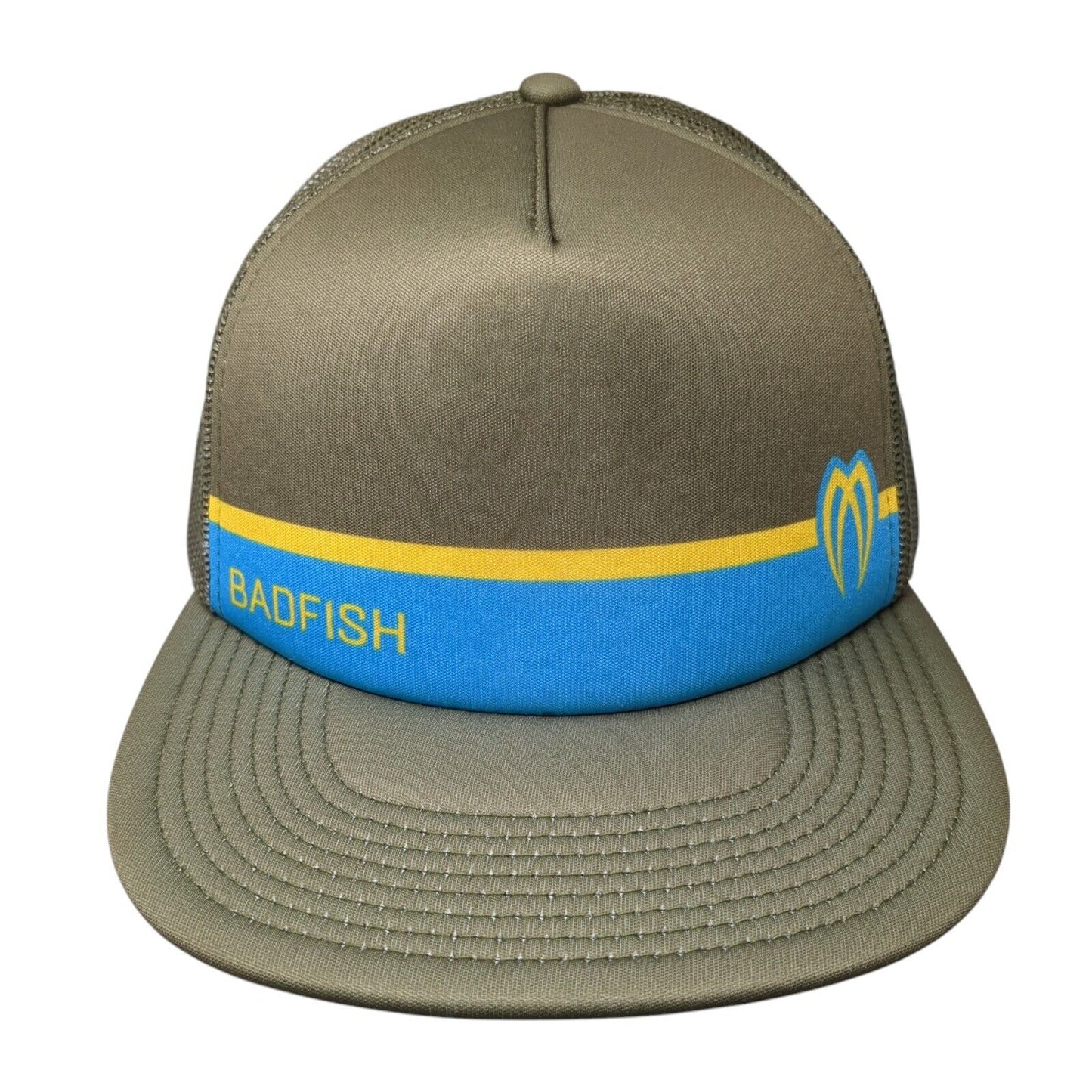 Badfish Snapback Mesh Back Trucker Hat Green One Size Solid Outdoor