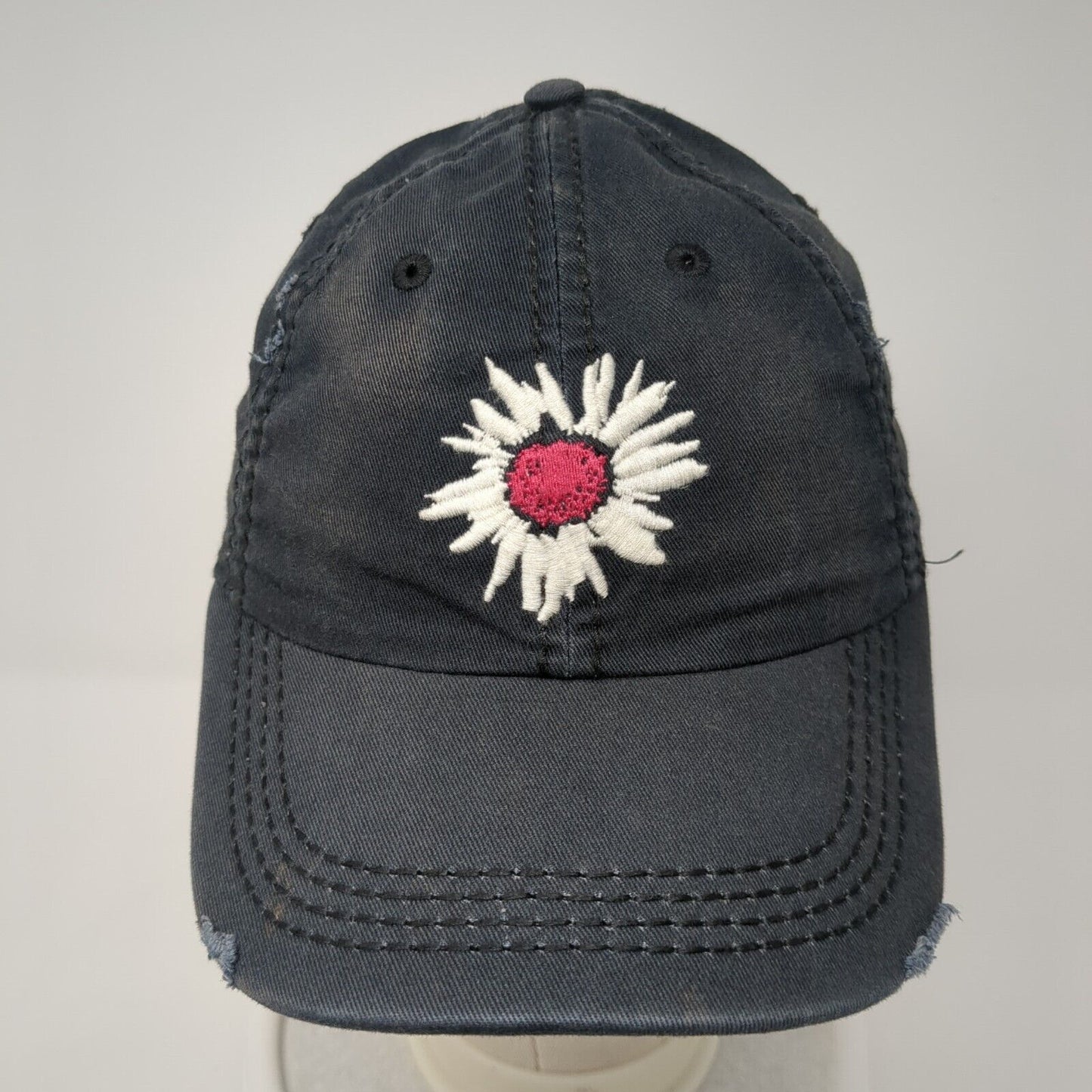 Daisy Flower Slideback Hat Blue One Size Adjustable Embroidered 6 Panel