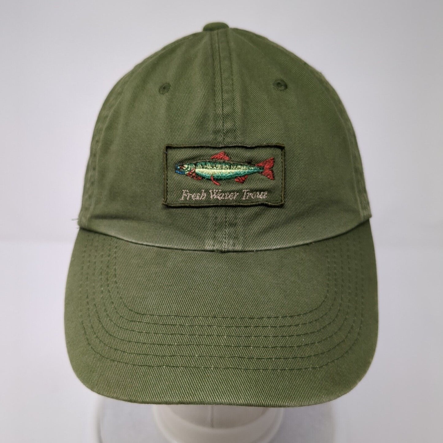 Fresh Water Trout Classic Fly Fishing Slideback Hat Green S/M Embroidered Gap