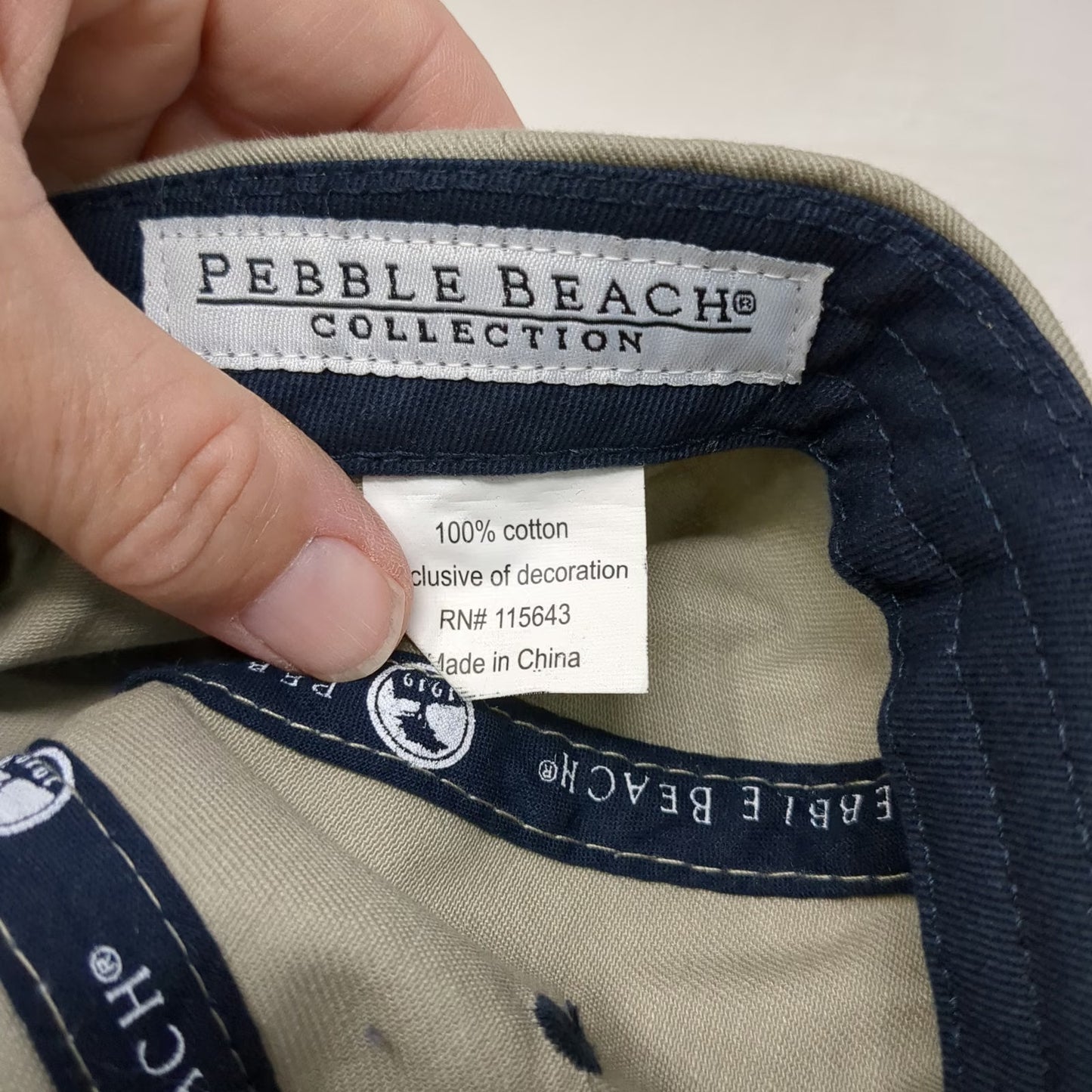 Pebble Beach Baseball Cap Beige One Size Hat 1919 Lone Cypress Golf Strapback