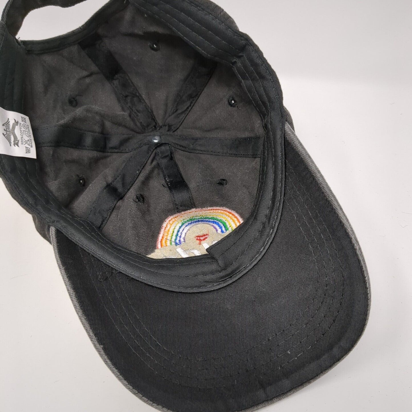 Pride Slideback Hat Gray One Size Adjustable Embroidered Vented Holes Cotton