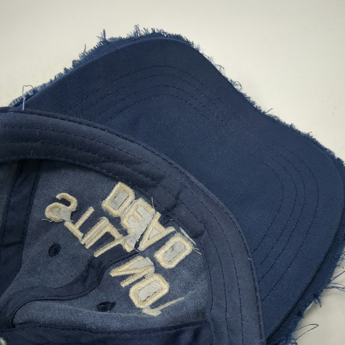 Baseball Cap Blue Beige OSFM Distressed Frayed Still Not Dead Hat Hard To Kill