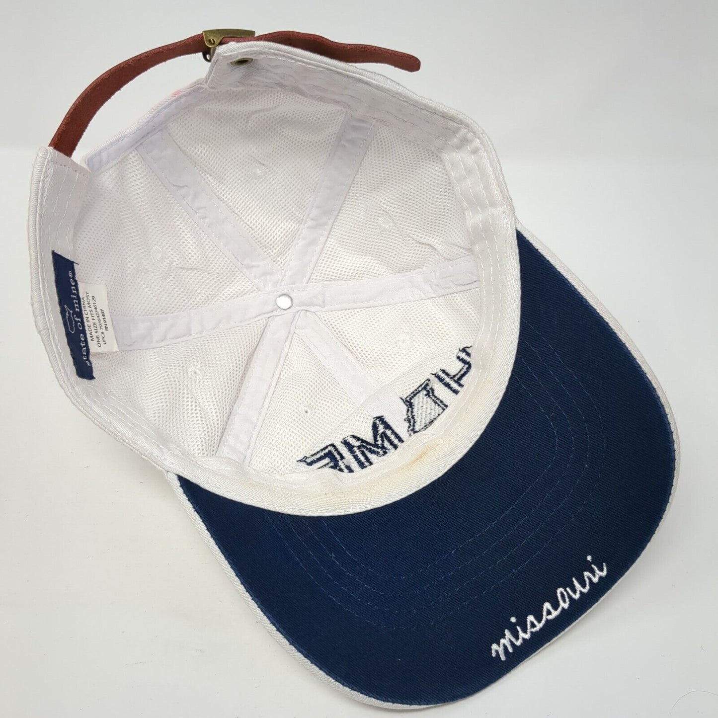 HOME Missouri Slideback Hat White One Size Adjustable Embroidered State of Mine