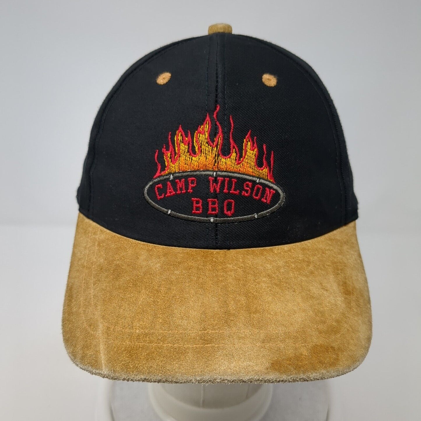 Camp Wilson BBQ Slideback Hat Black One Size Colorblock 6 Panel Nissin