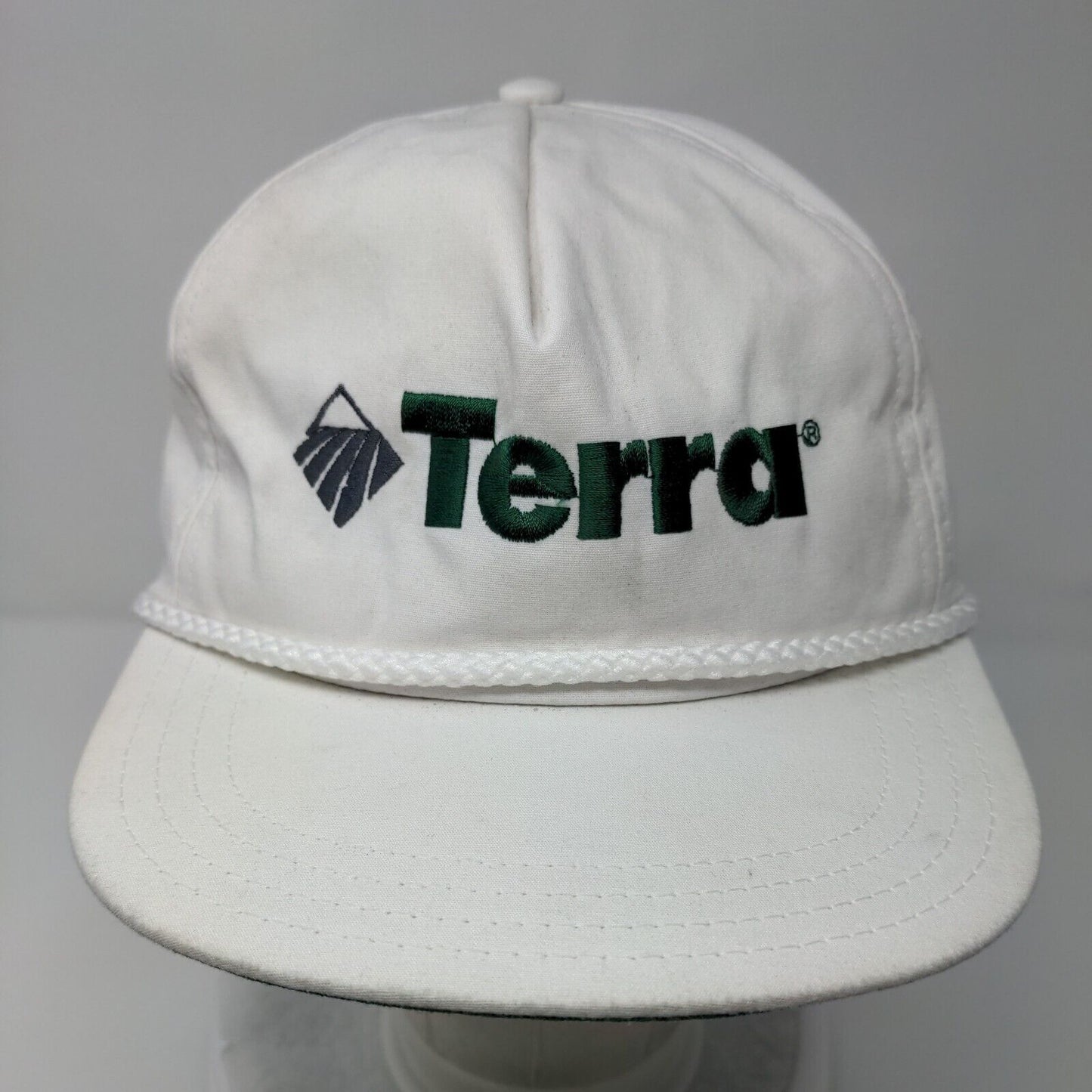 Terra Slideback Rope Hat White OSFA Adjustable Leather Strap Solid